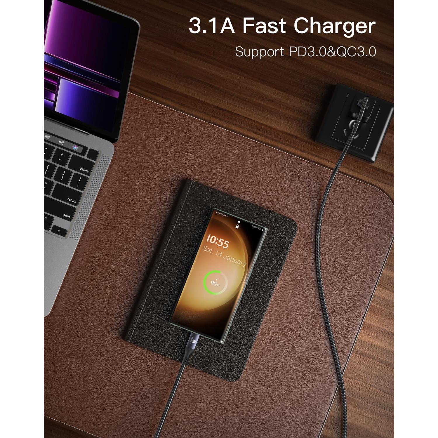 Cable USB C 0.91m CONMDEX 10Gbps Carga Rápida 3.1A - 2 Paquete