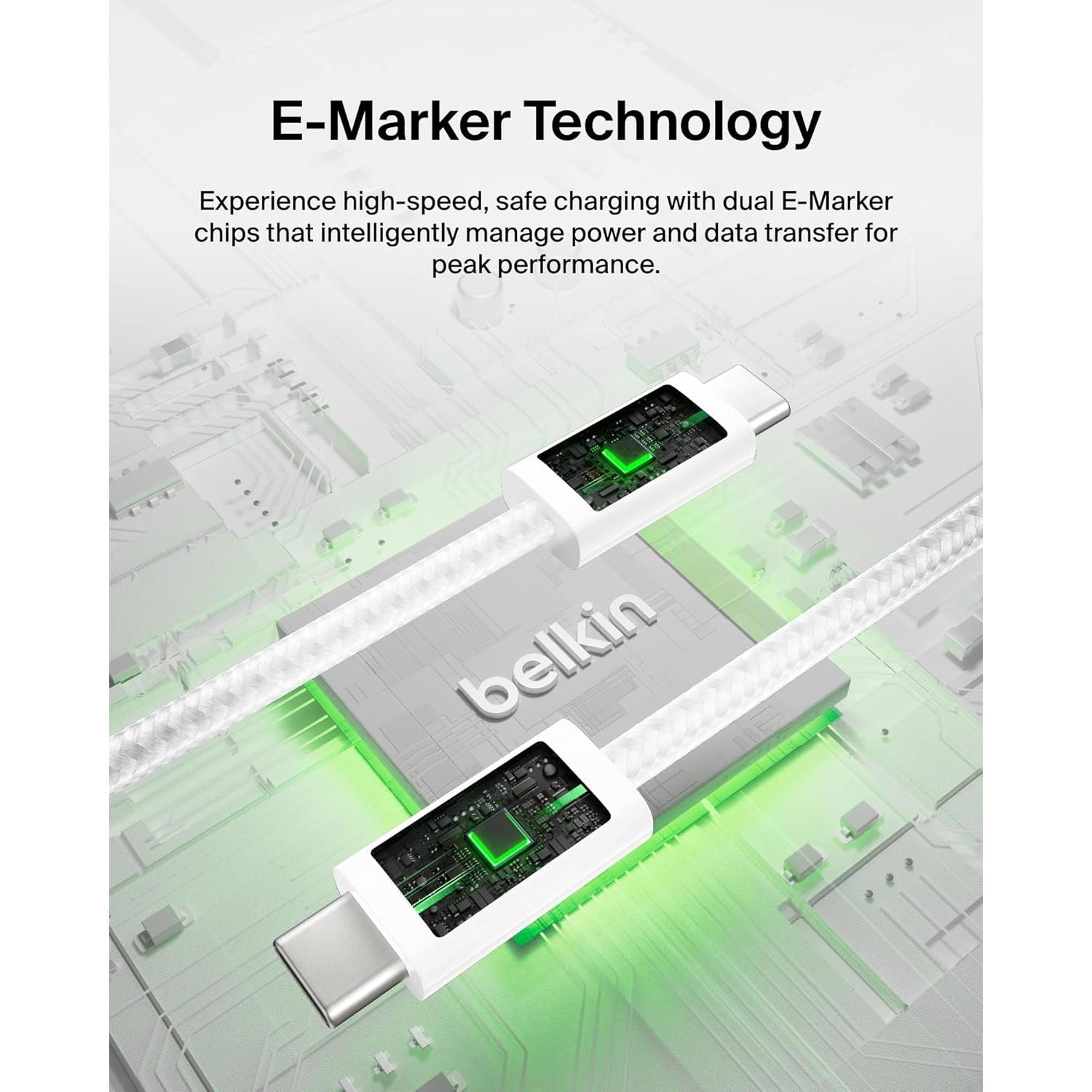 Cable USB-C a USB-C Belkin 1M 240W Carga Rápida Blanco