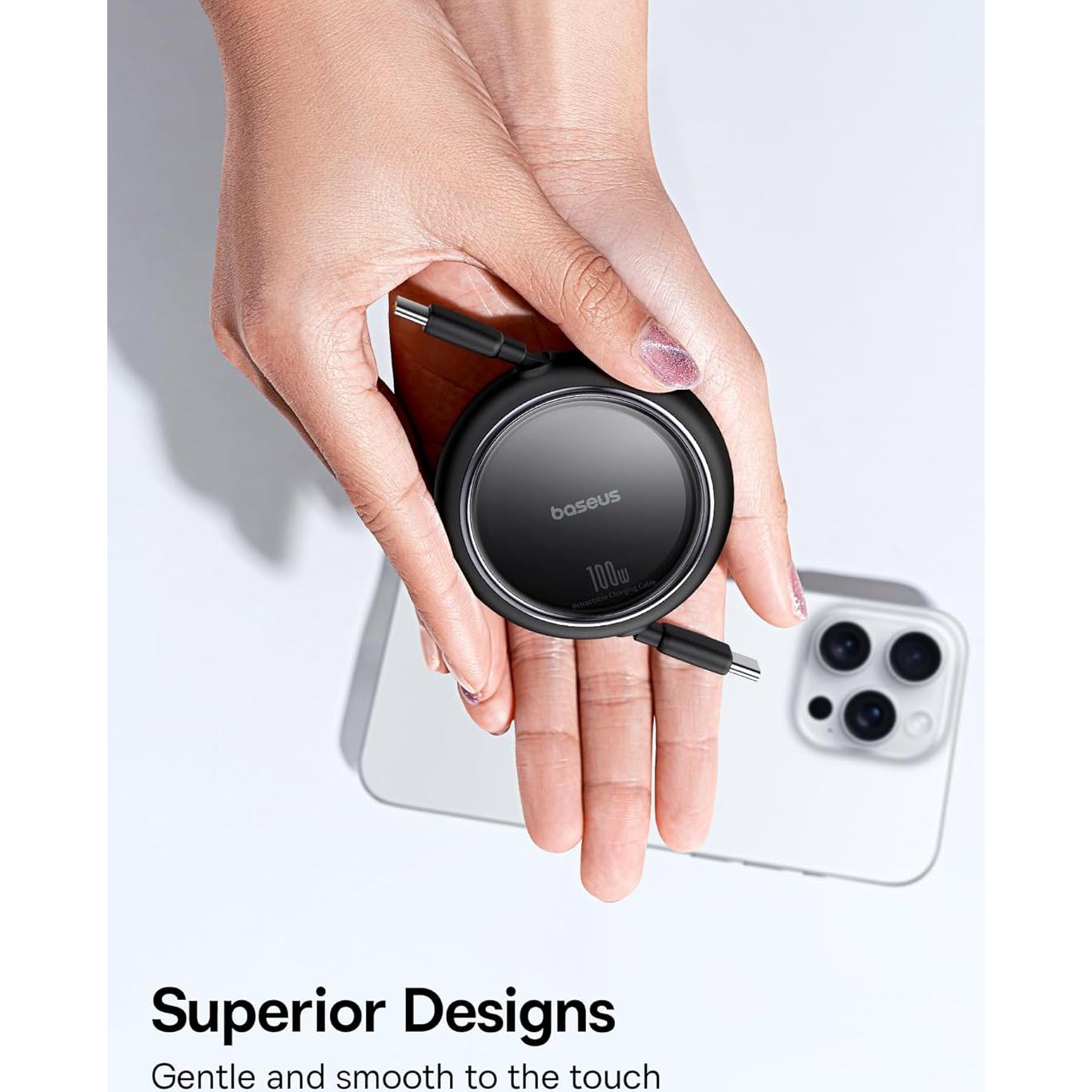 Cable USB C Retráctil Baseus 100W 1m para Carga Rápida