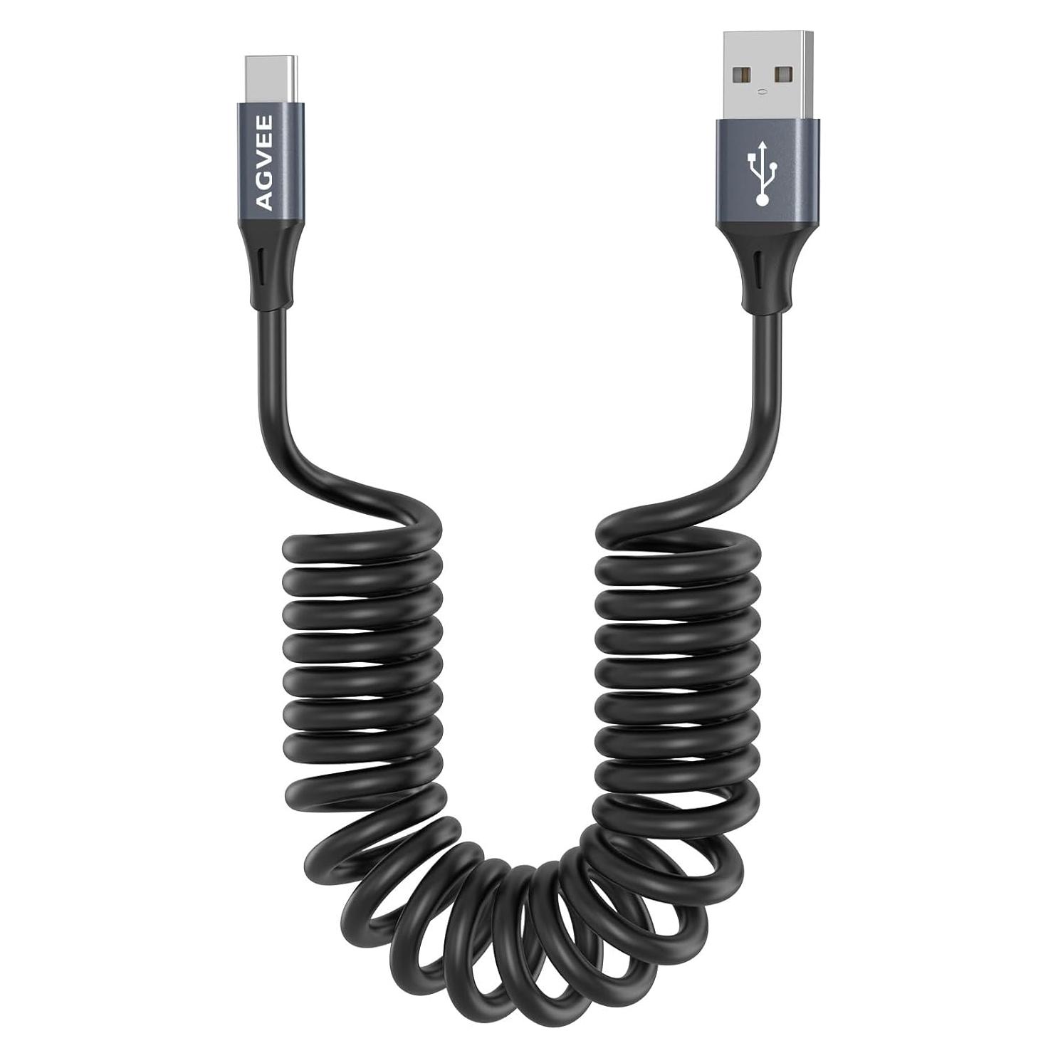 Cable de Carga Rápida USB-A a USB-C AGVEE 0.91m Gris