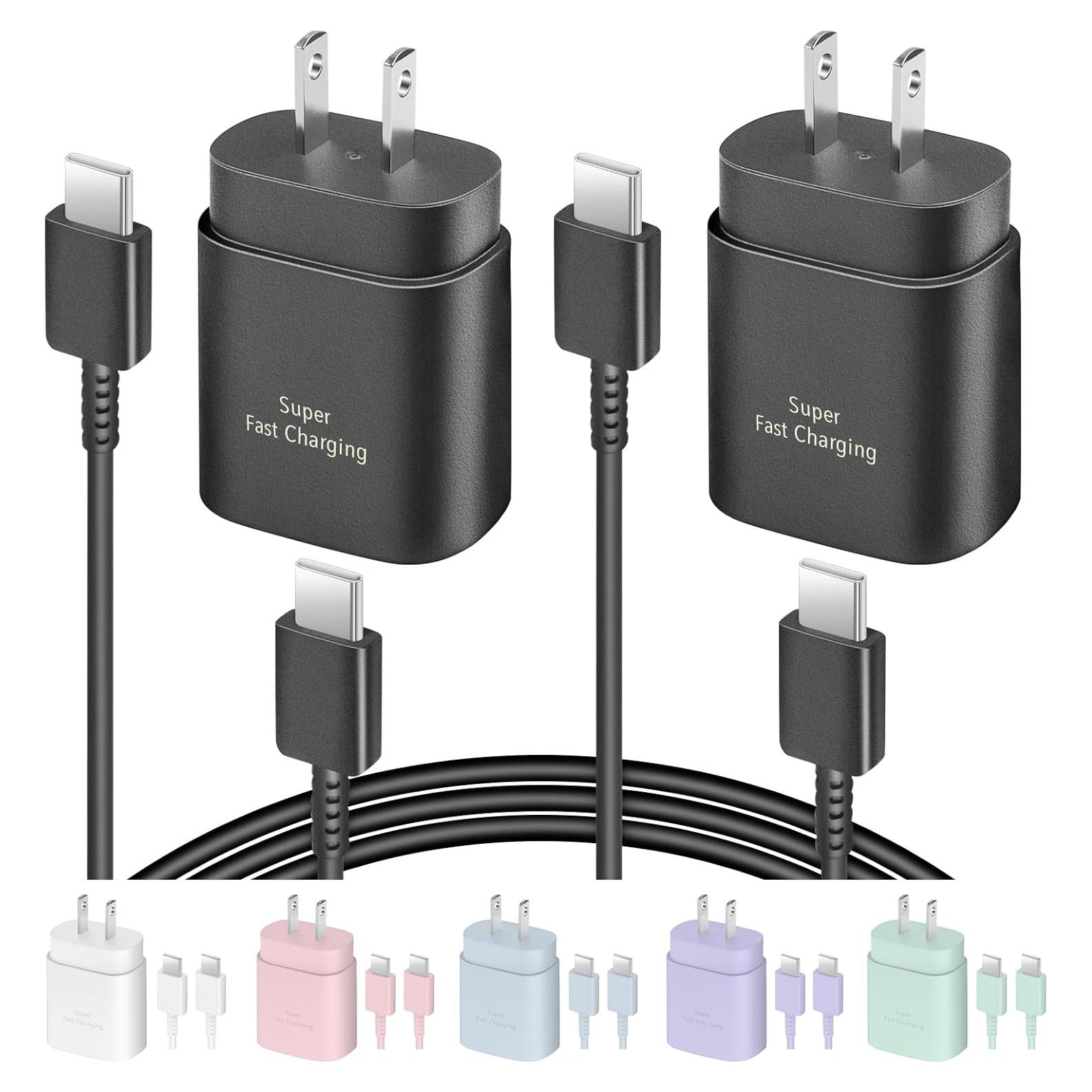 Paquete de 2 Cargadores Rápidos USB-C 25W con Cable 2m