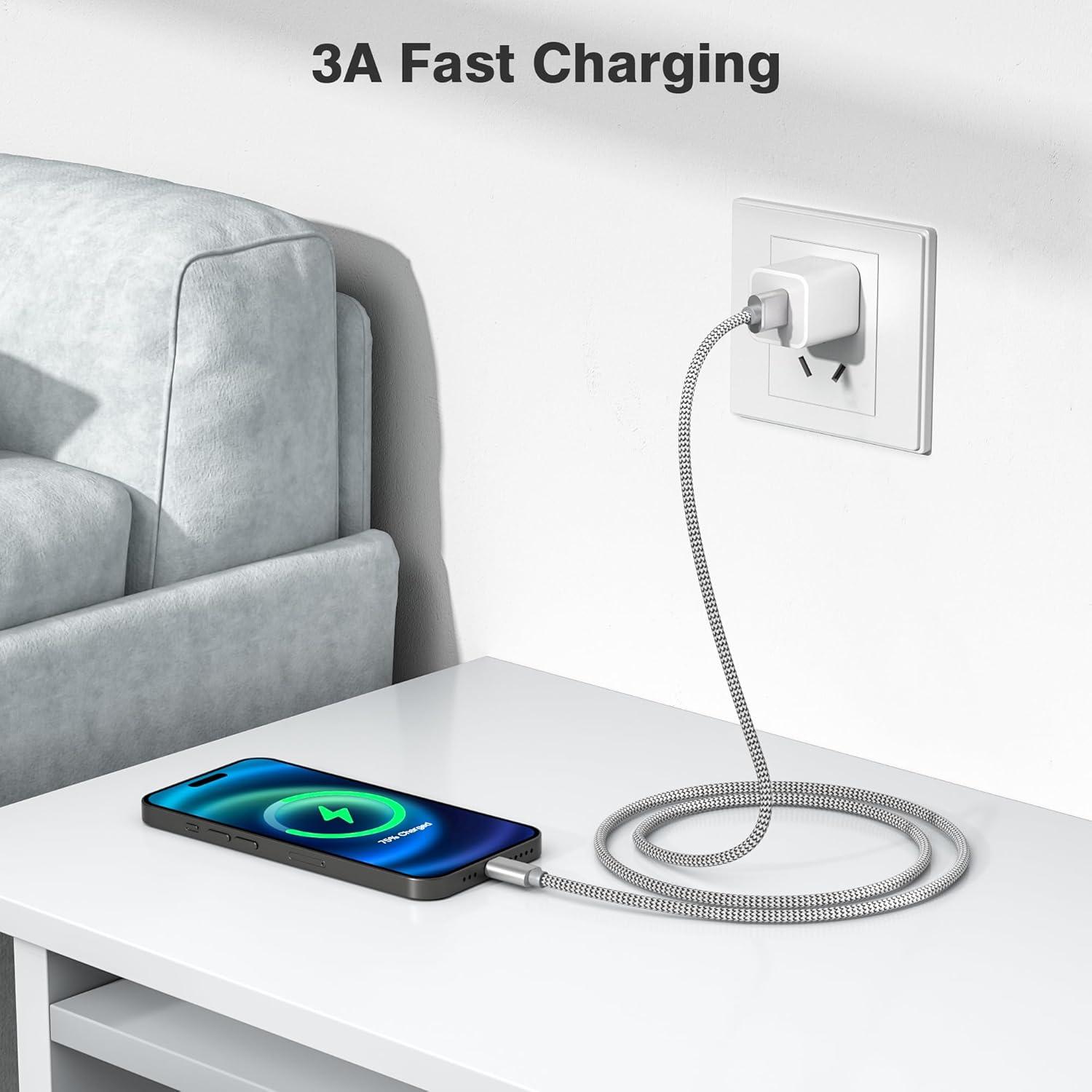 Cable de Carga USB Tipo C Elebase 3 Pack 1.5/2/3m para iPhone 16