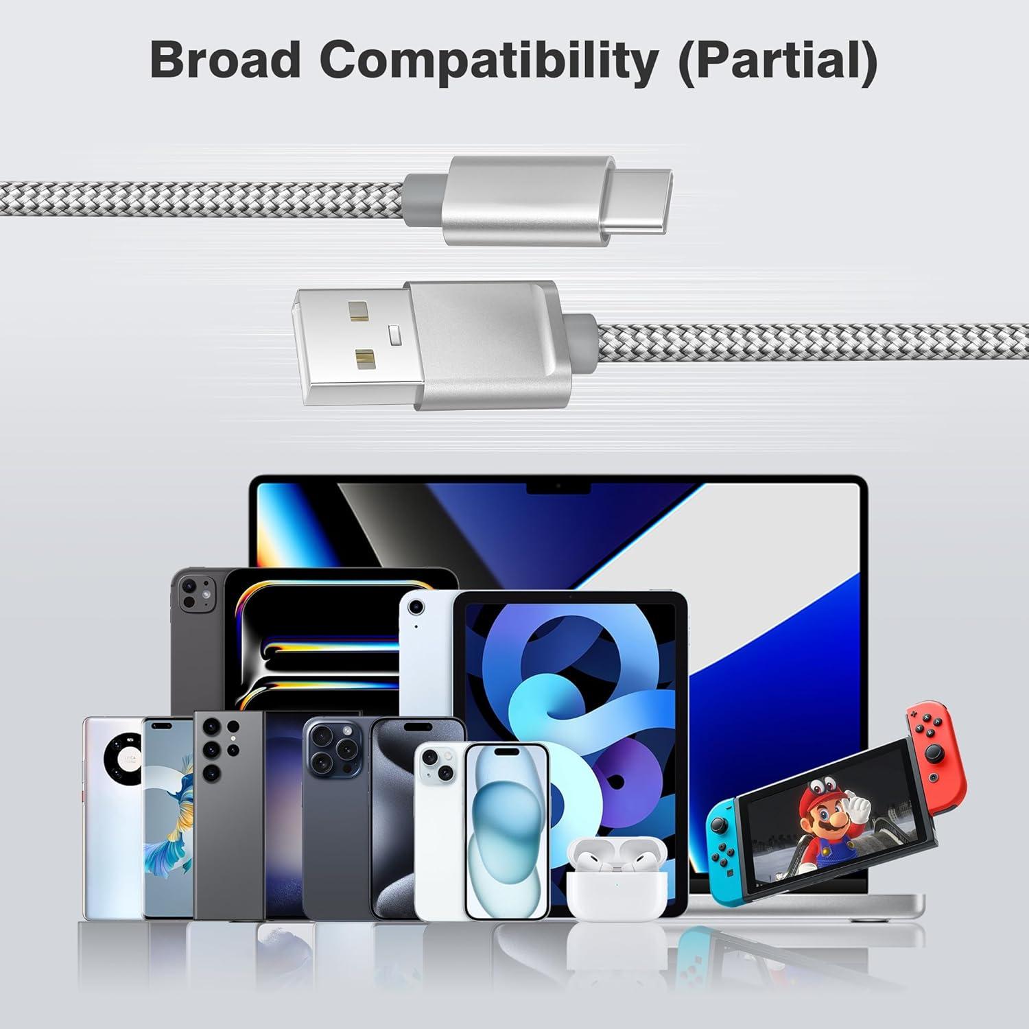Cable de Carga USB Tipo C Elebase 3 Pack 1.5/2/3m para iPhone 16