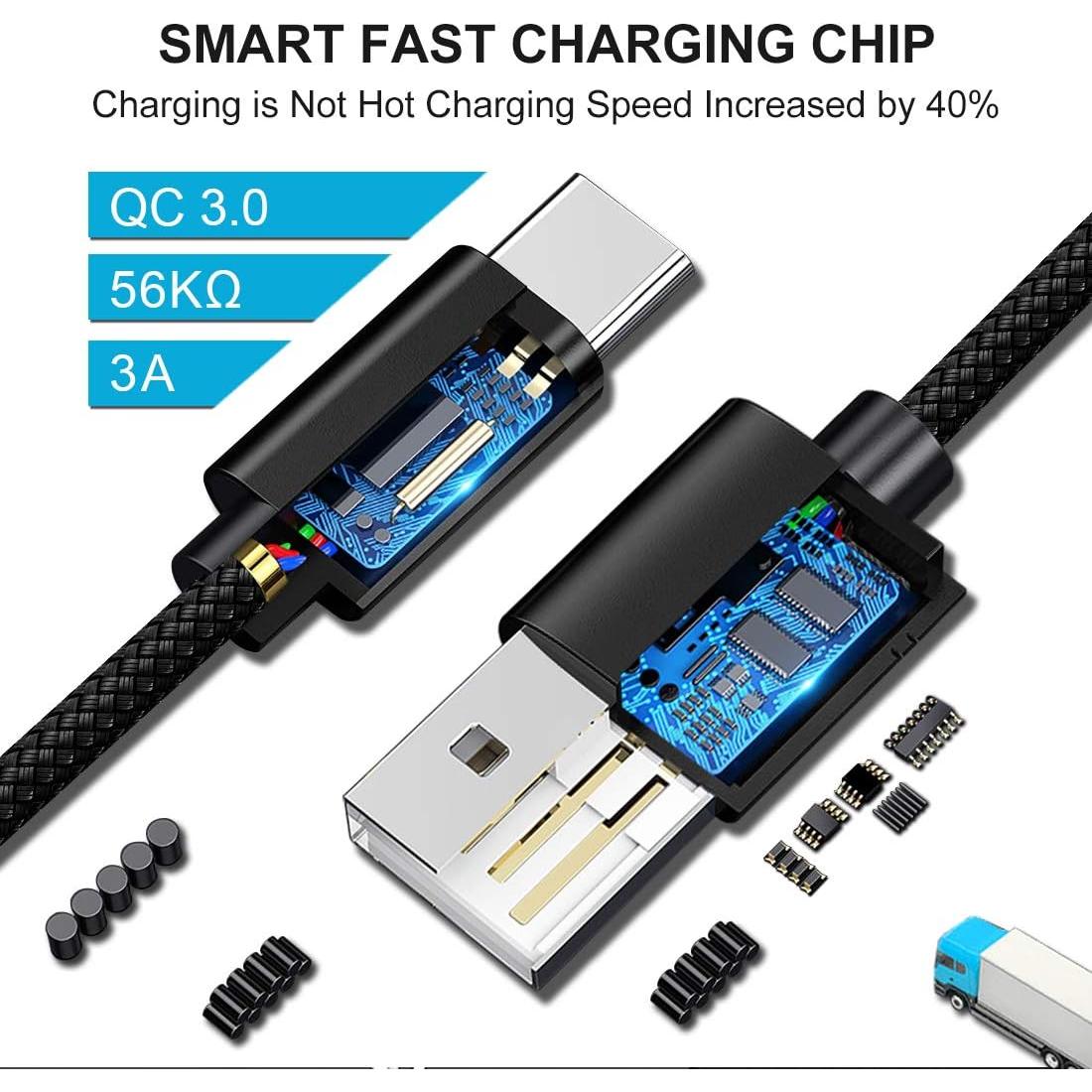 Cable USB C CLEEFUN 5 Pack Trenzado 0.91-3.05m Carga Rápida