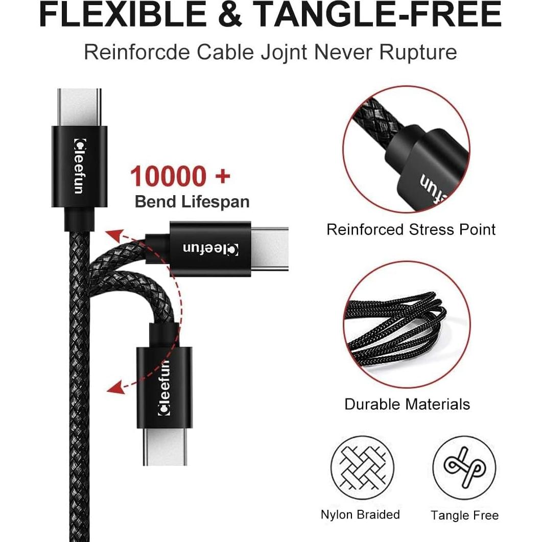 Cable USB C CLEEFUN 5 Pack Trenzado 0.91-3.05m Carga Rápida