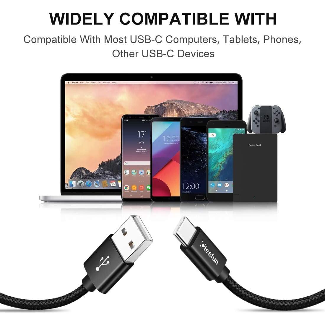 Cable USB C CLEEFUN 5 Pack Trenzado 0.91-3.05m Carga Rápida