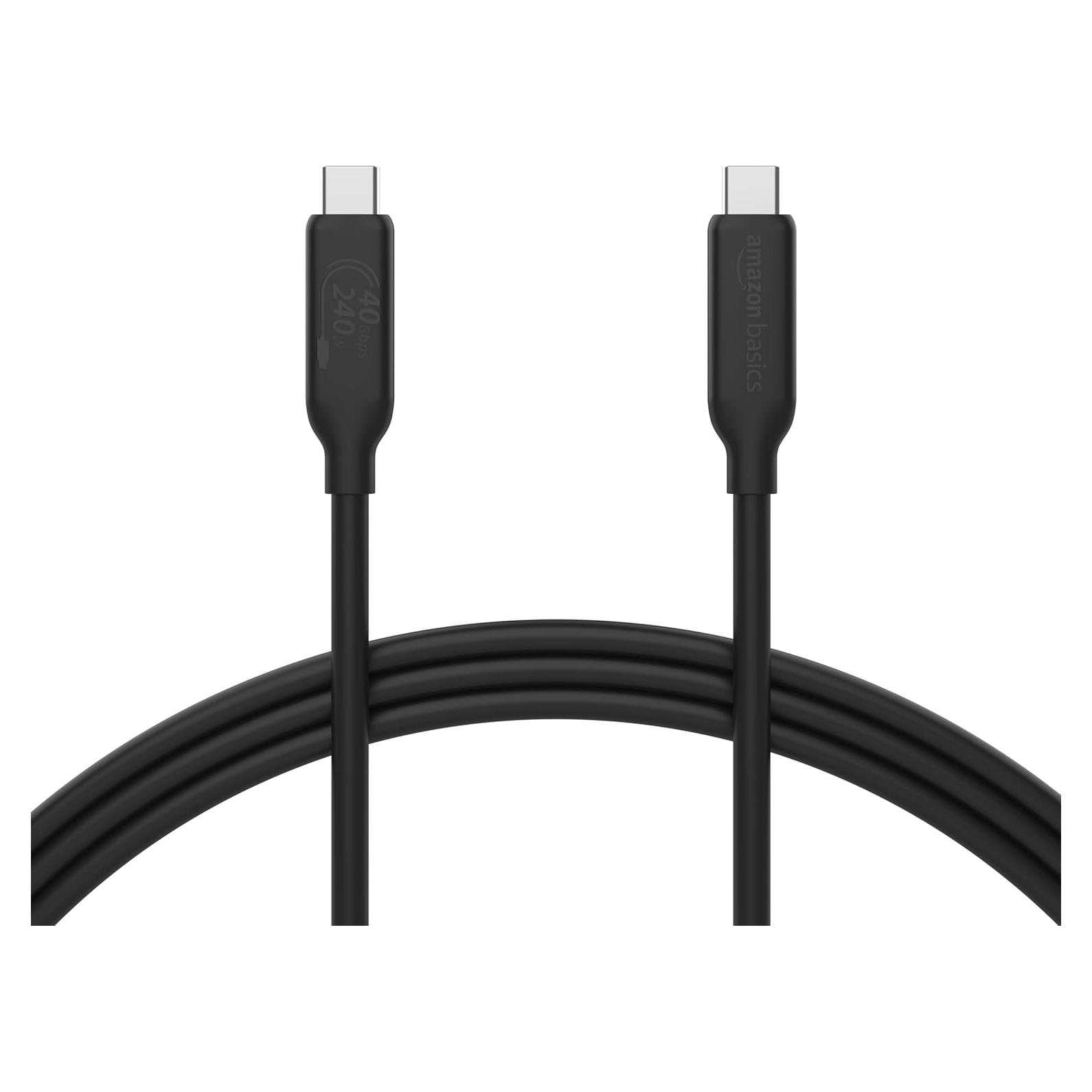 Cable USB-C a USB-C 4 Amazon Basics 1m 240W 40Gbps 8K