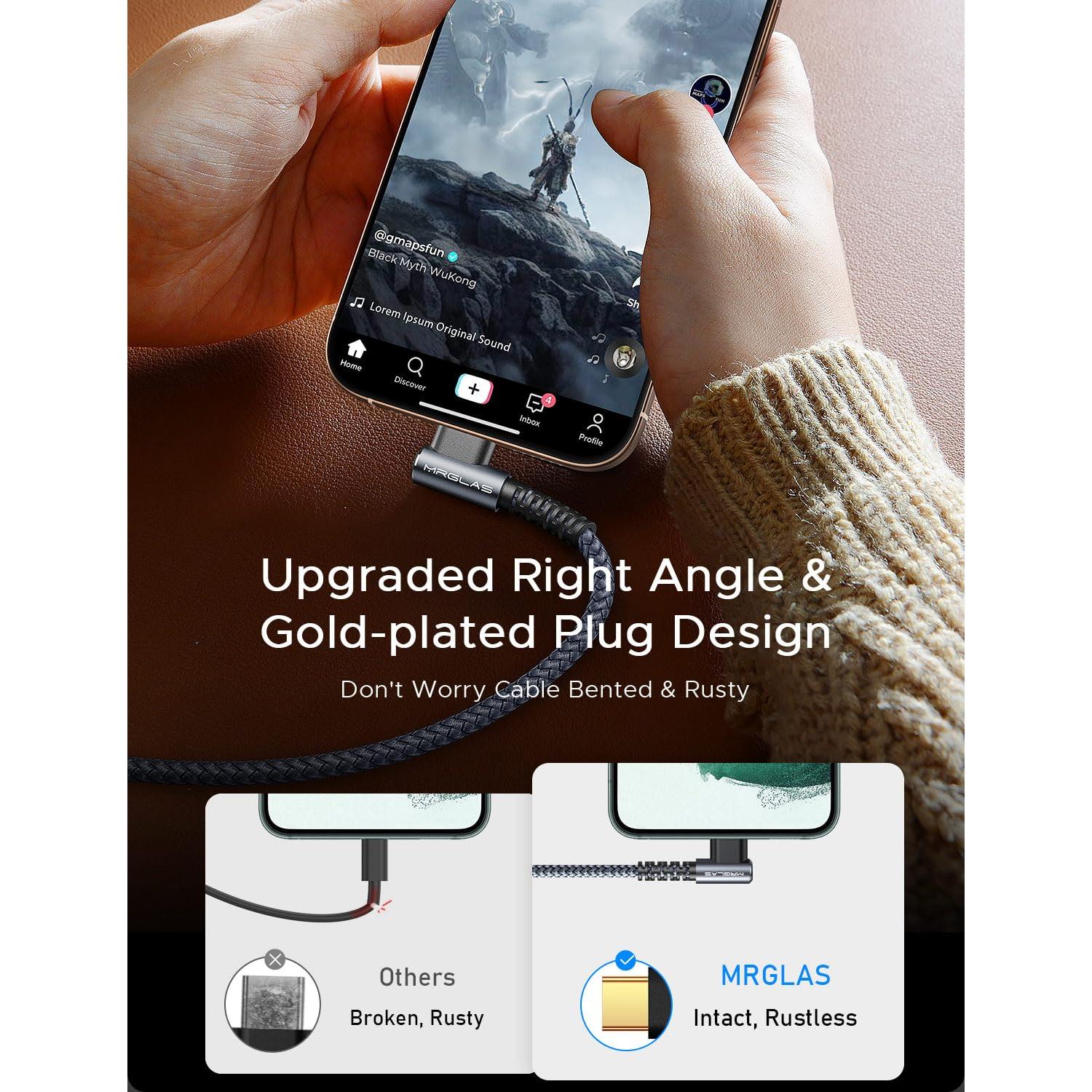 Cable USB C 3.2A MRGLAS 2m Pack de 2 Carga Rápida iPhone