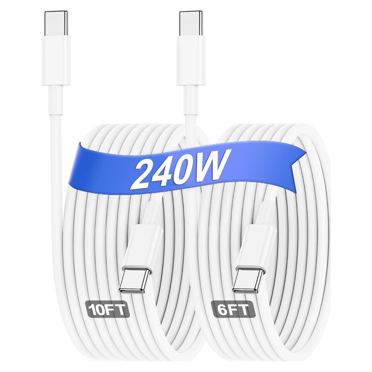 Cable USB C 240W Hzevn 1.8m + 3m Carga Rápida MFi