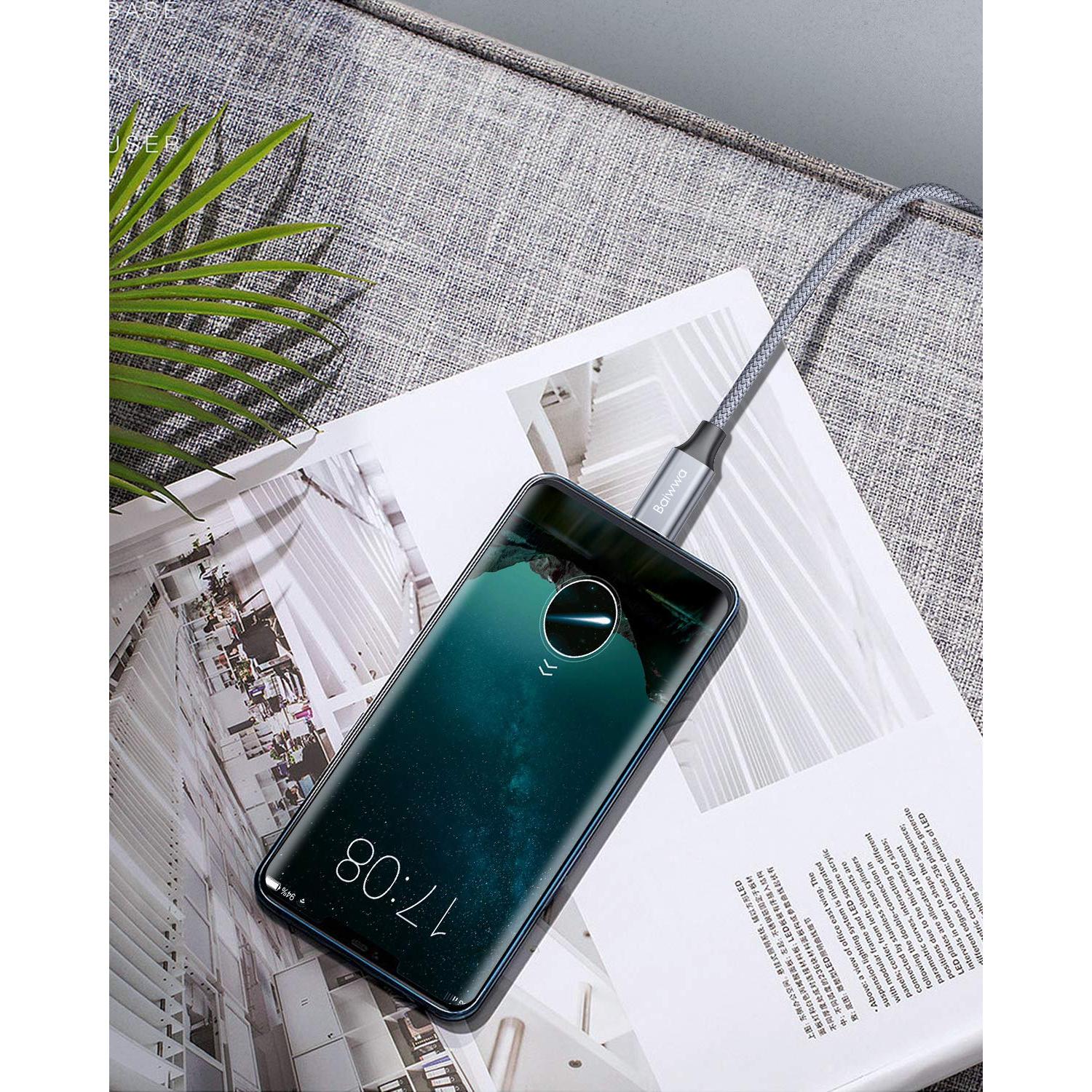 Cable USB A a C Baiwwa 3A Carga Rápida 1.52m 2-Pack