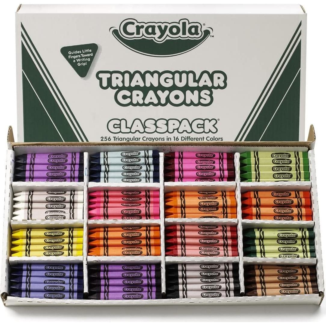 Paquete Crayones Triangulares Crayola 256 + Pegatinas Elmer's