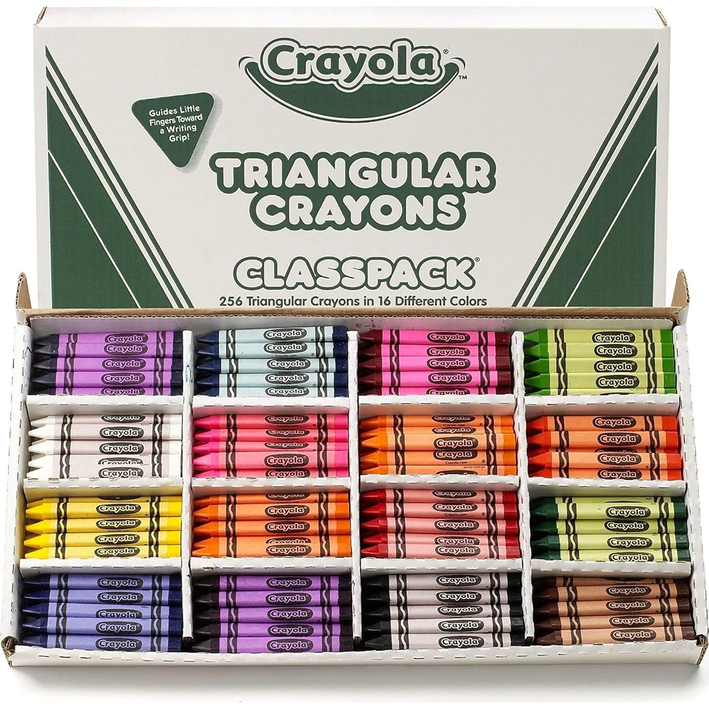 Paquete Crayones Triangulares Crayola 256 + Pegatinas Elmer's