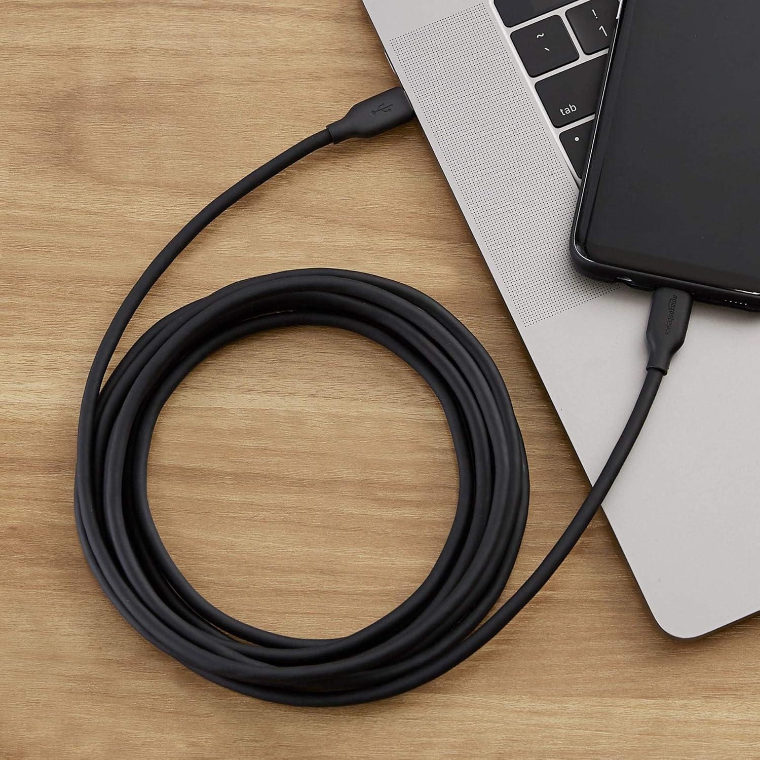 Cable de carga rápida USB-C 2.0 Amazon Basics 3m negro