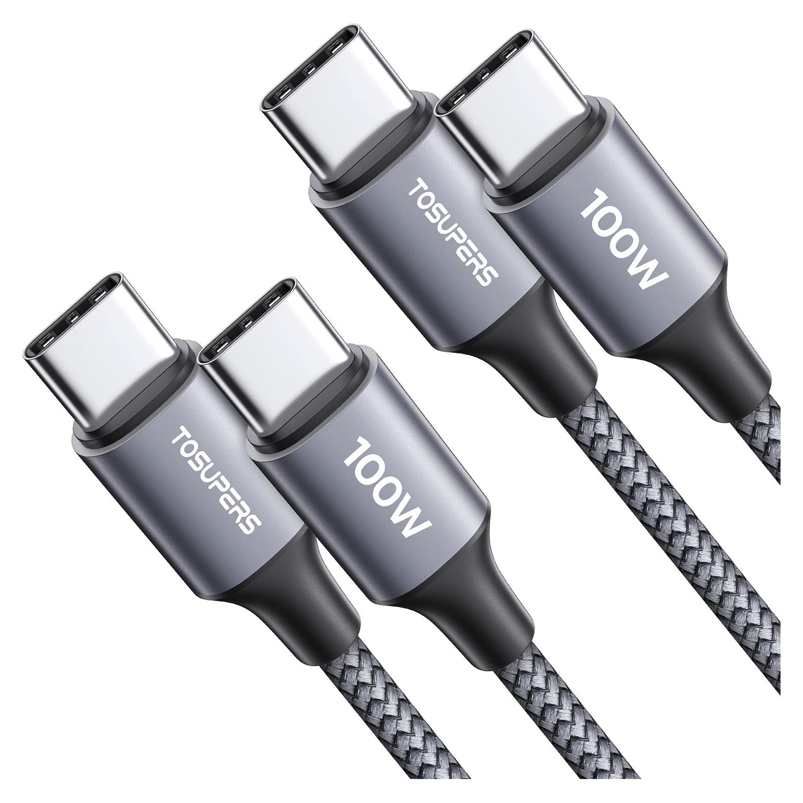 Cable USB-C a USB-C 100W TOSUPERS 1.83m Trenzado Nylon