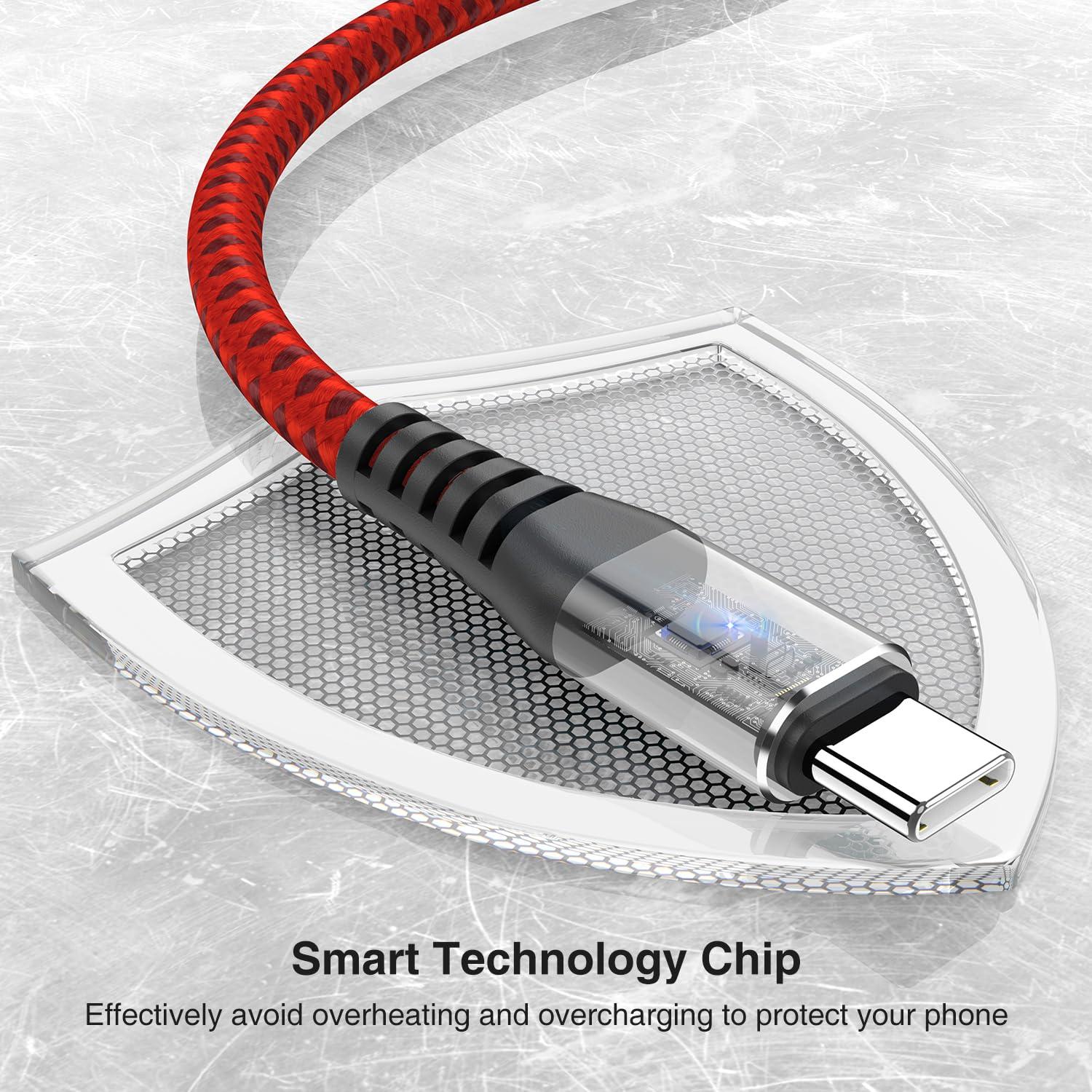 Cable USB C 10FT Rojo Susnwere Carga Rápida 3A Nylon