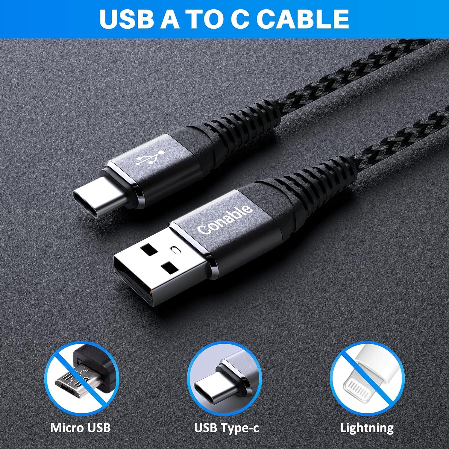 Cable USB C 1.83M Conable 2-Pack Carga Rápida 3A Nylon