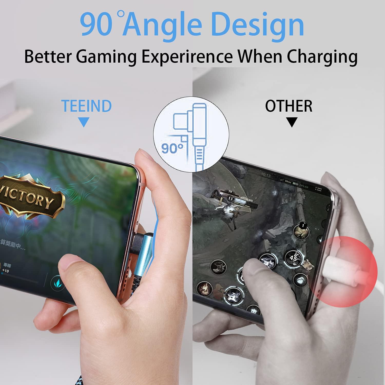 Cable USB Tipo C Teeind 2.1A Carga Rápida 1.83m Ángulo Derecho