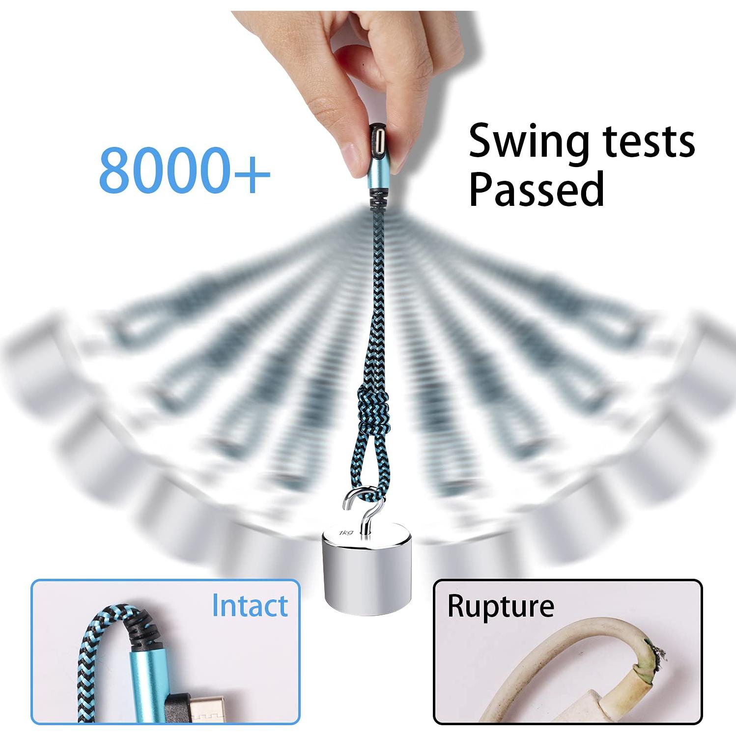 Cable USB Tipo C Teeind 2.1A Carga Rápida 1.83m Ángulo Derecho