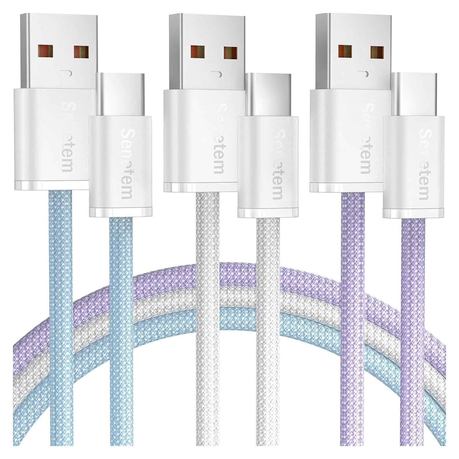 Cable USB C Senetem 3 Pack 3FT Carga Rápida 3A iPhone Samsung