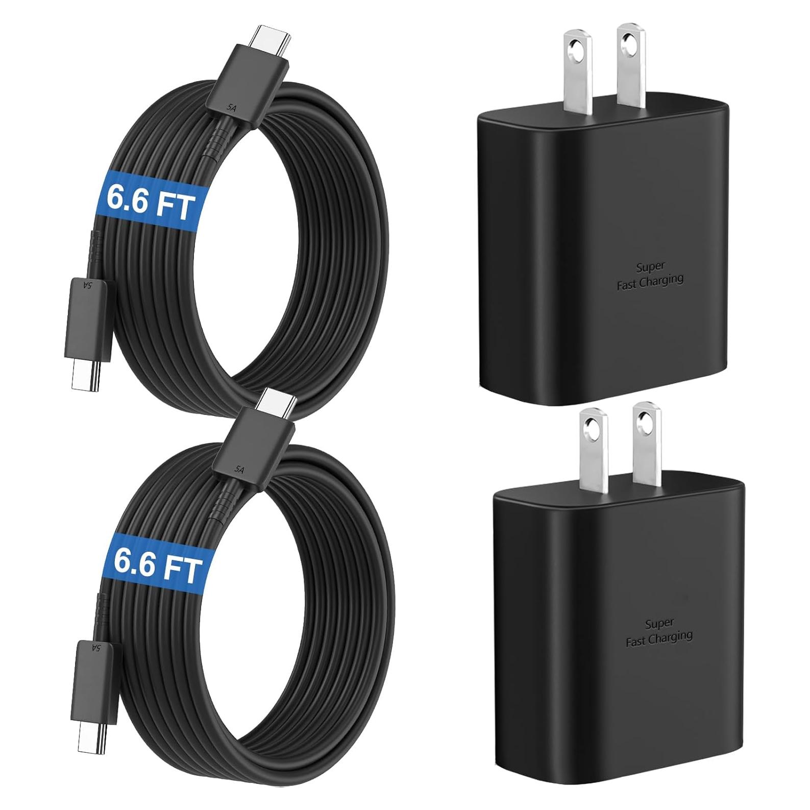 Cargador Rápido Samsung 45W USB-C con Cable 6.6FT Negro