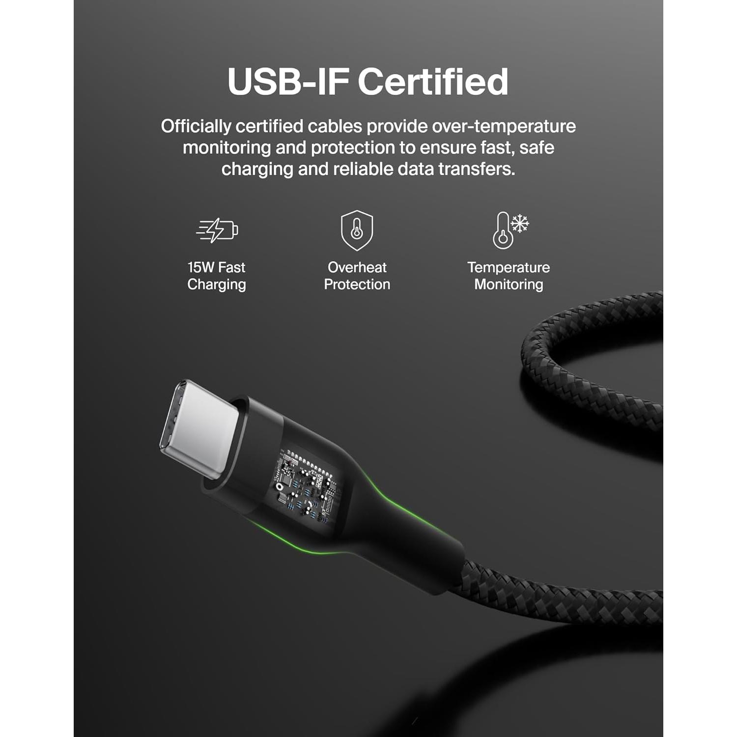 Cable USB-C a USB-A Belkin BoostCharge Pro Flex 1M Negro
