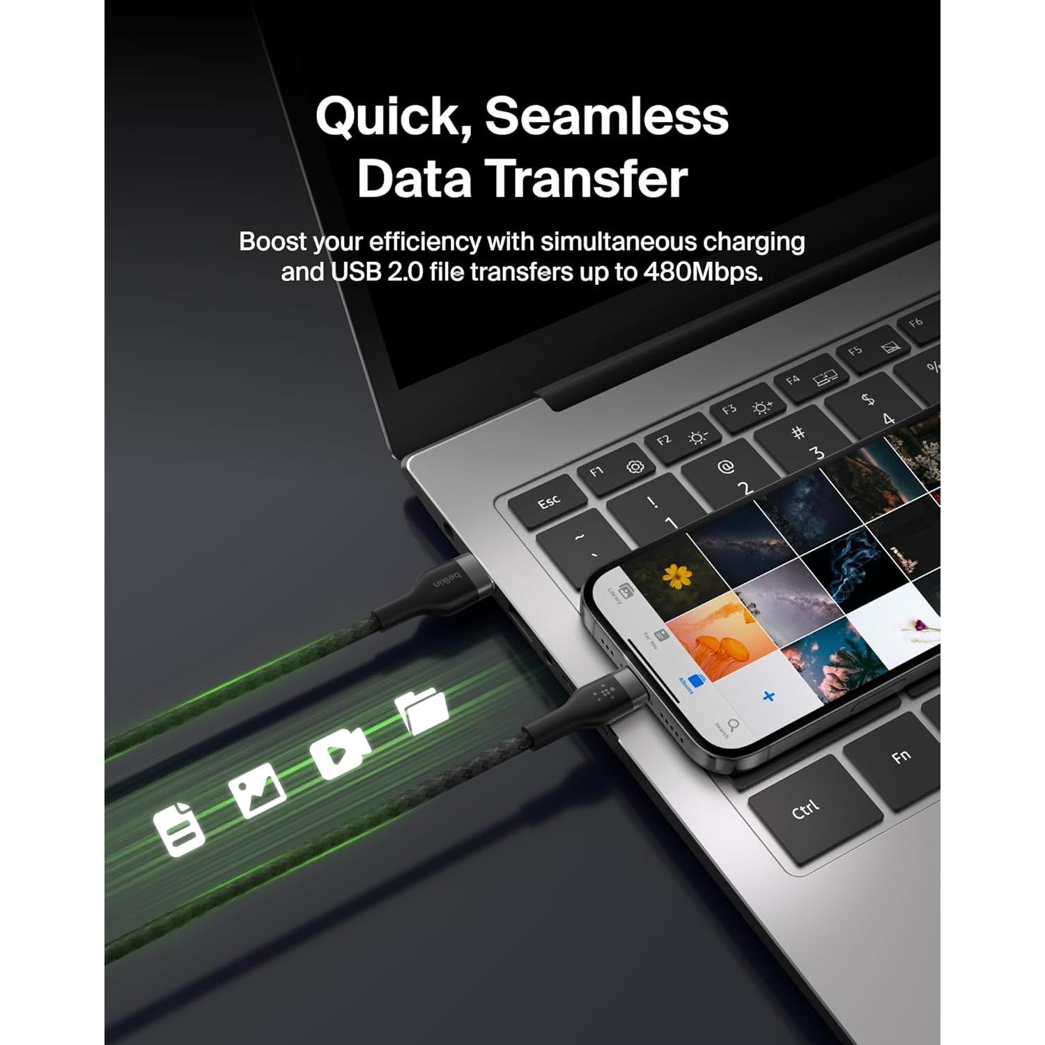 Cable USB-C a USB-A Belkin BoostCharge Pro Flex 1M Negro