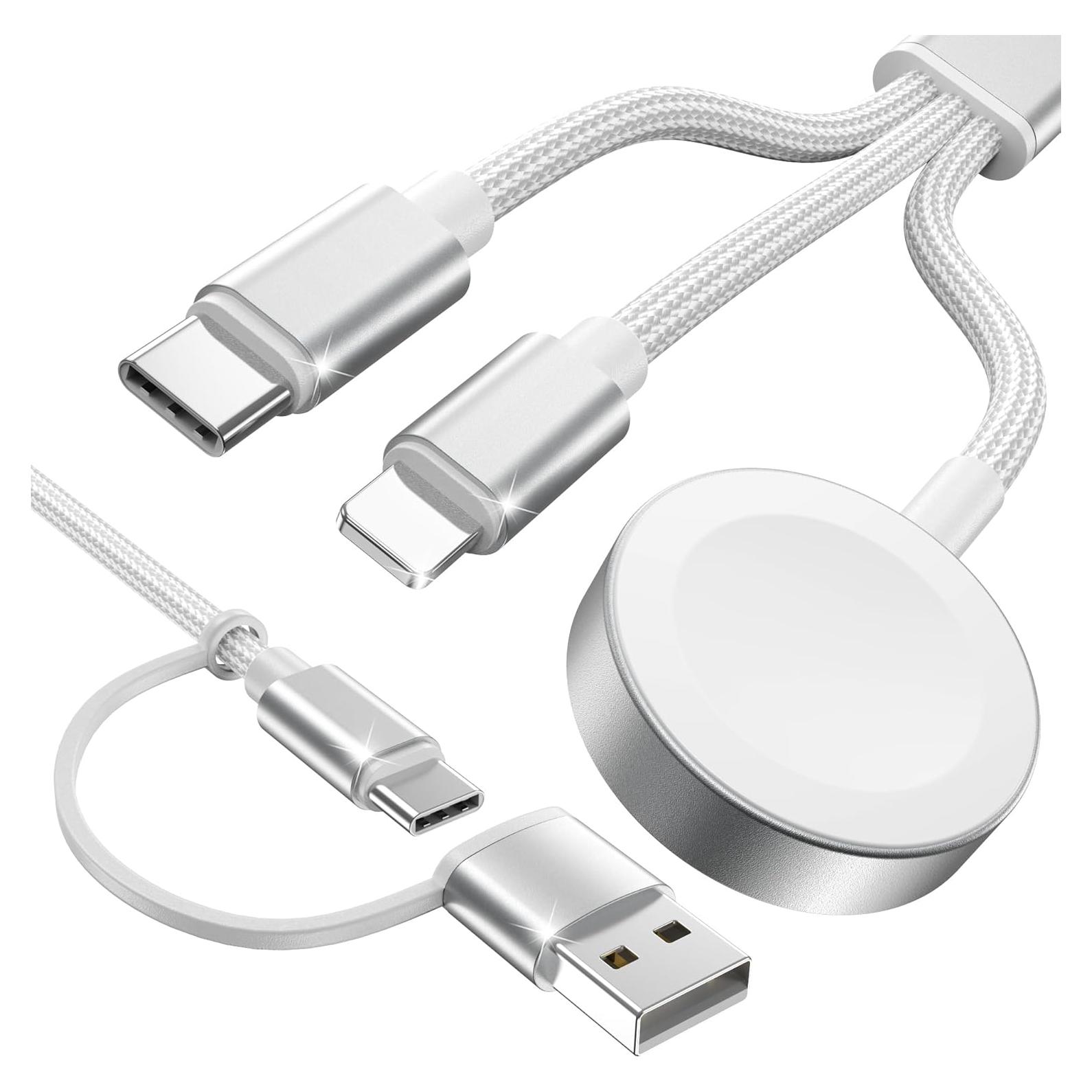 Cable USB C 3 en 2 Amasuki 1.22m Carga Rápida Reloj y Teléfono
