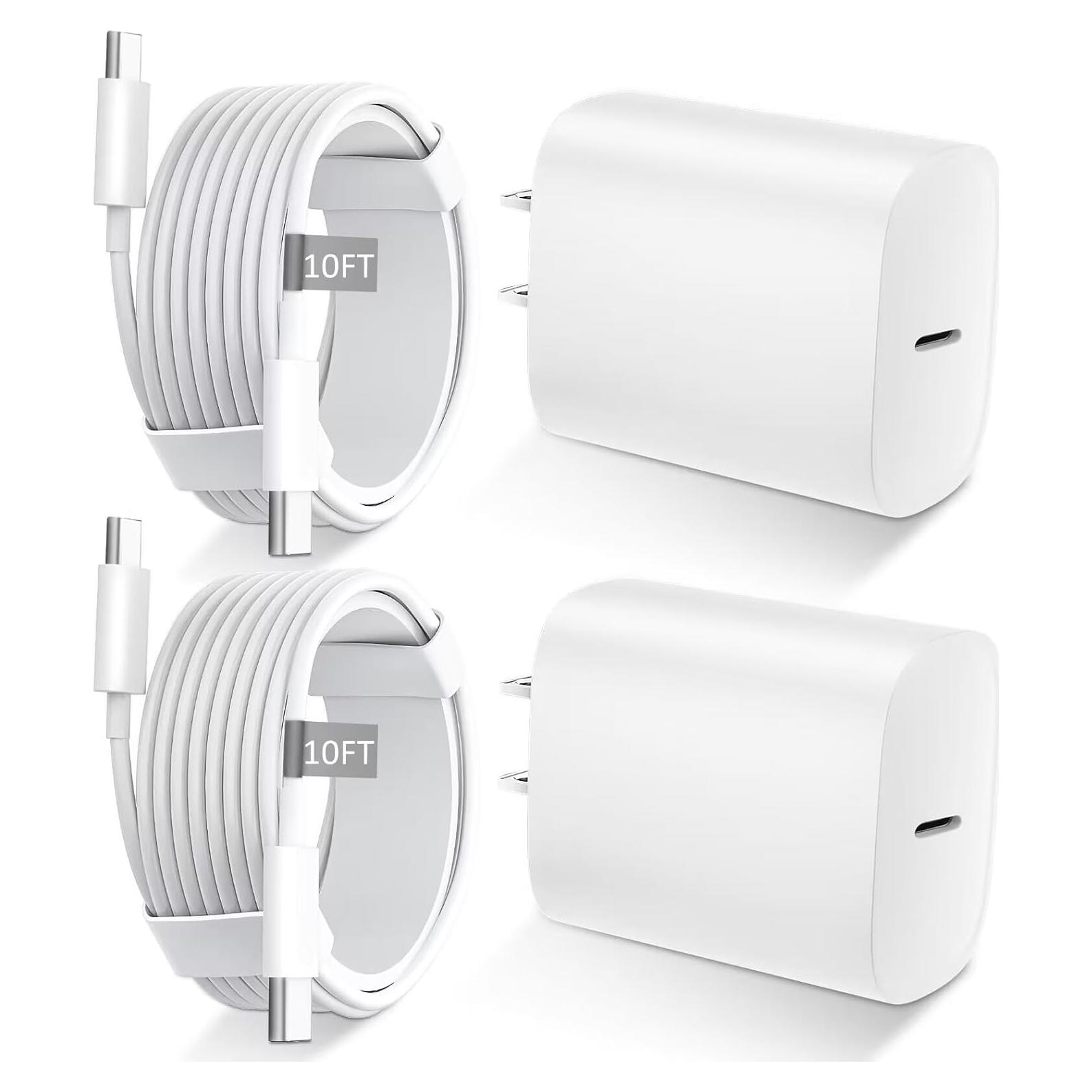 Cargador Rápido USB C 20W para iPhone 16 15 Pro Max 10FT