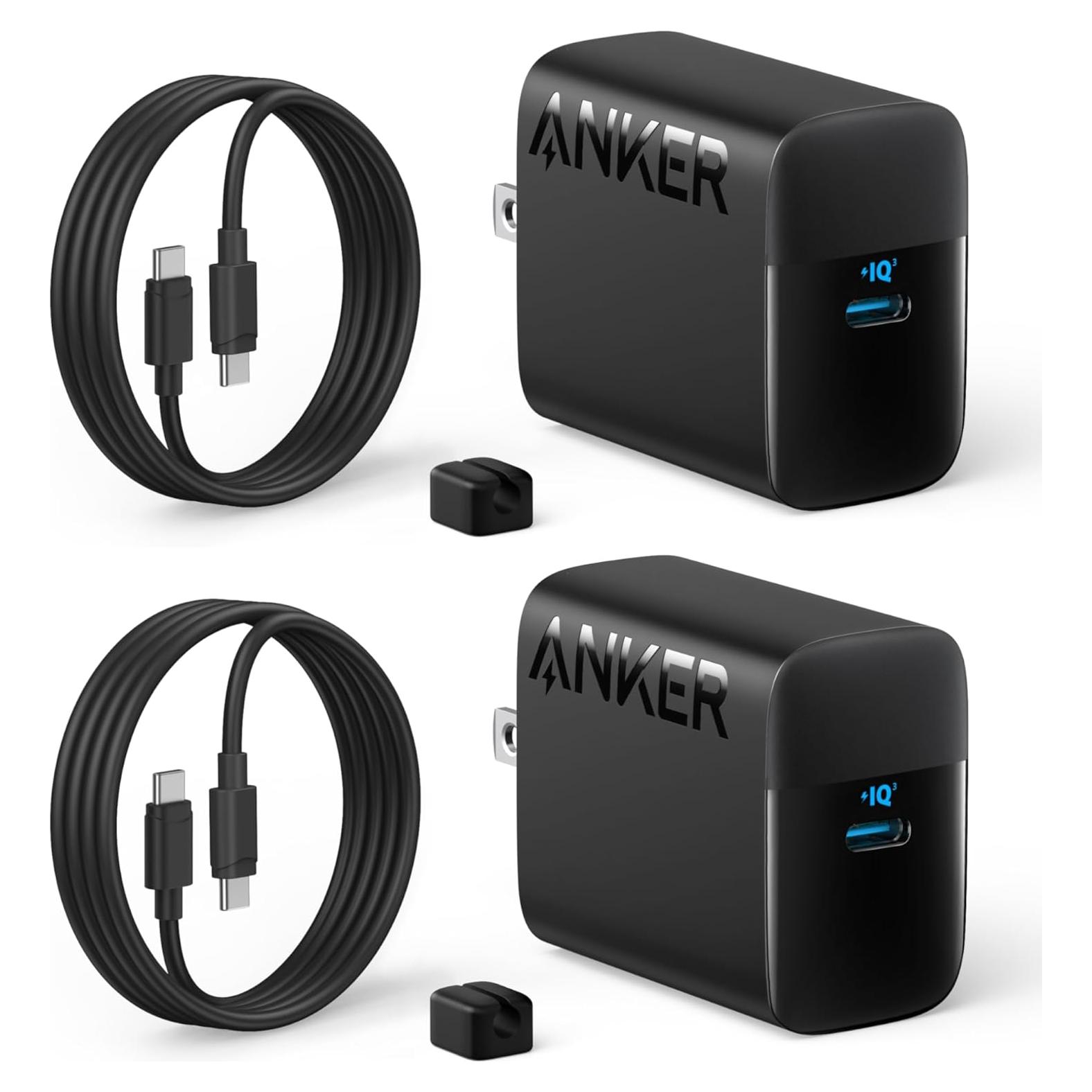 Cargador USB-C Anker 45W Rápido con 2 Cables 1.5m Negro