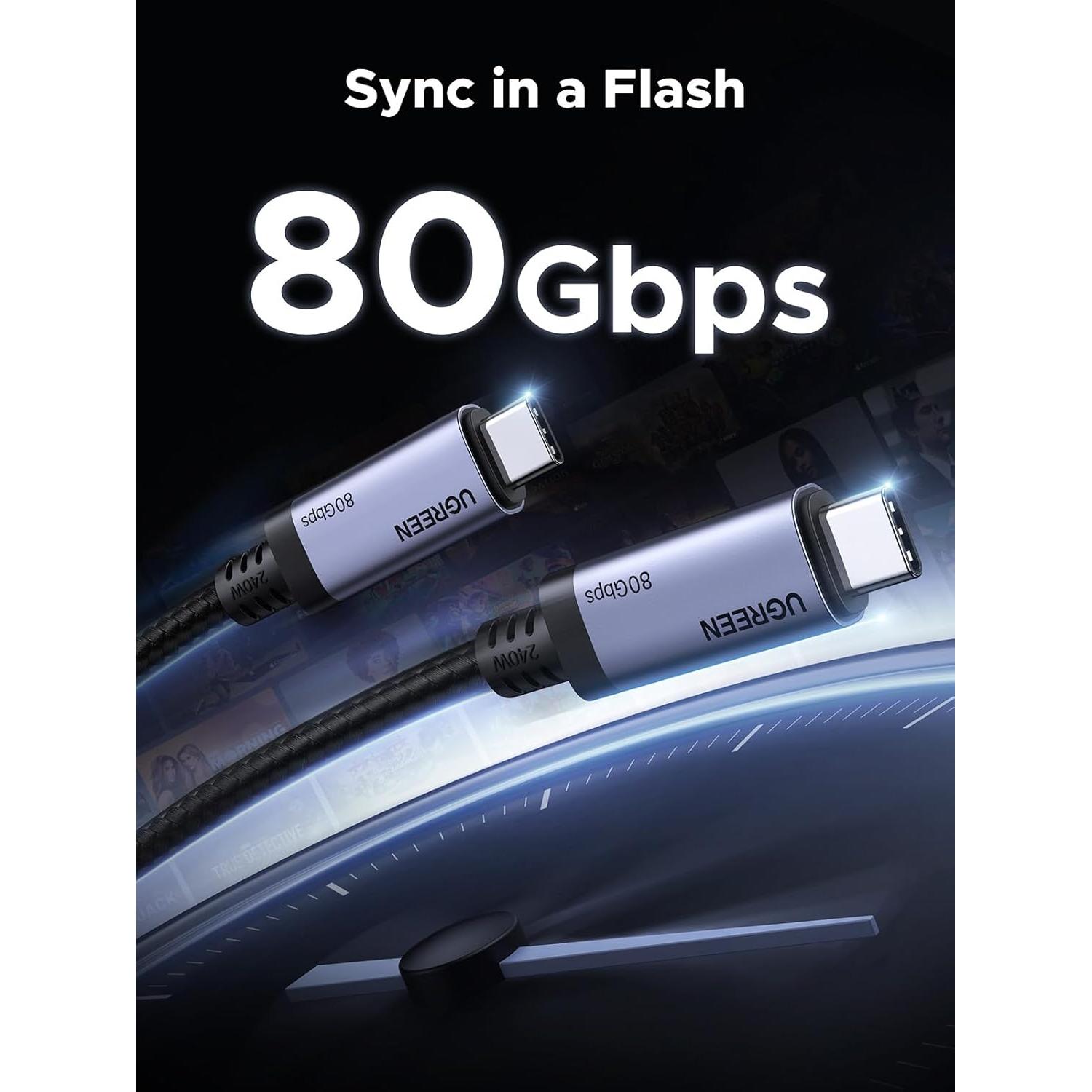 Cable USB C UGREEN 240W 1m PD 3.1 80Gbps 16K Doble 8K