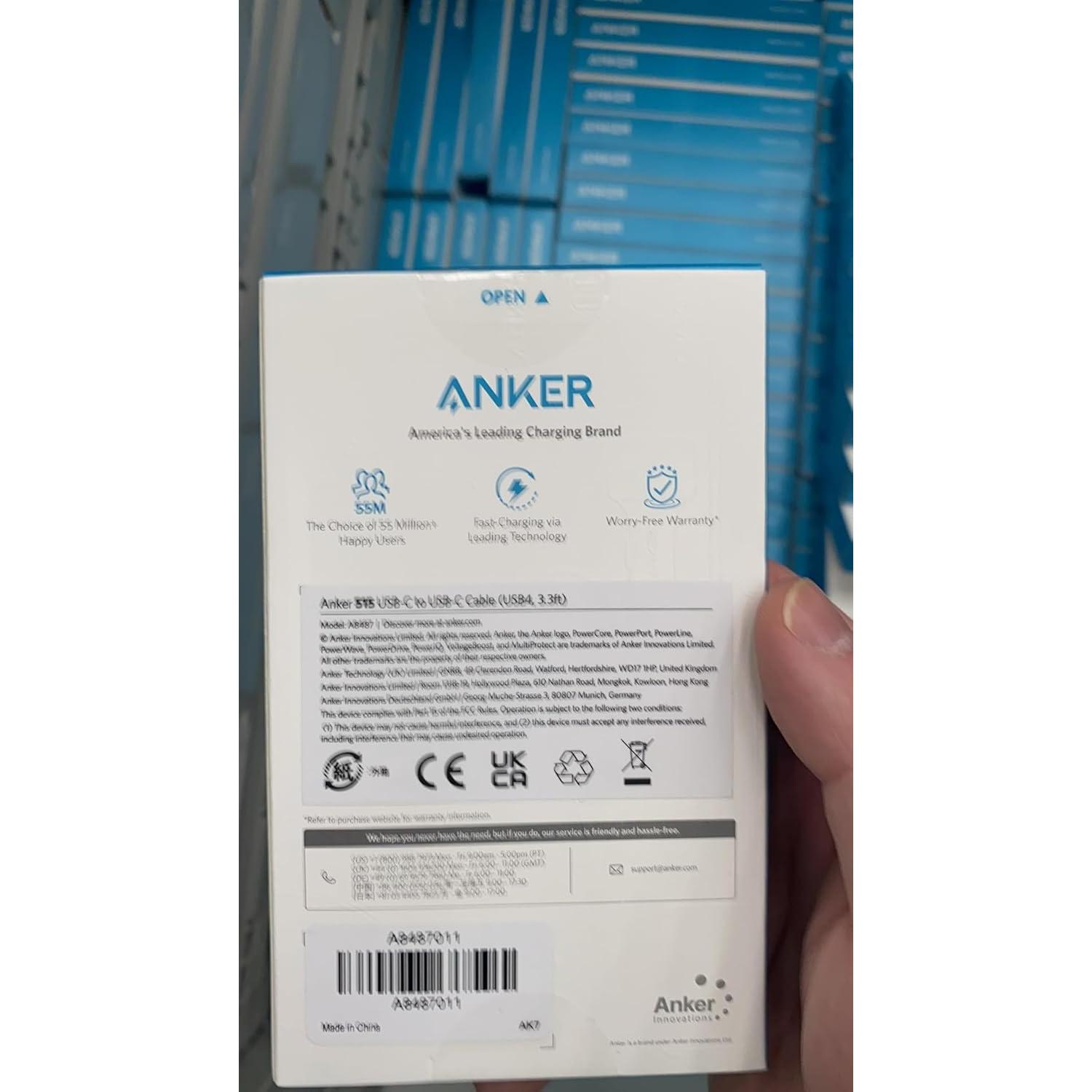 Cable USB C Anker 515 1m 240W 40Gbps Pantalla 8K