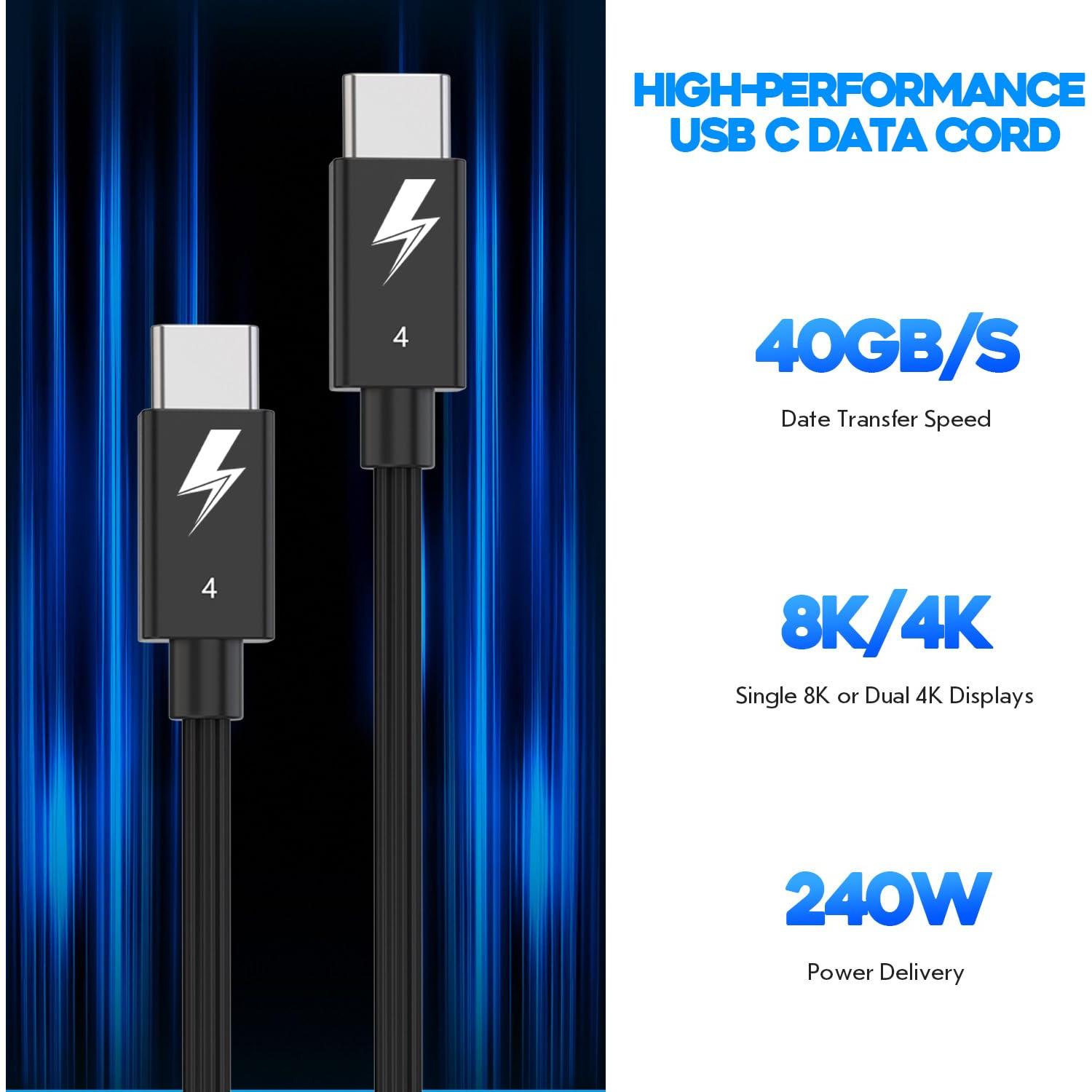Cable Thunderbolt 4 USB C a USB C 240W 1.83m - Paquete de 2