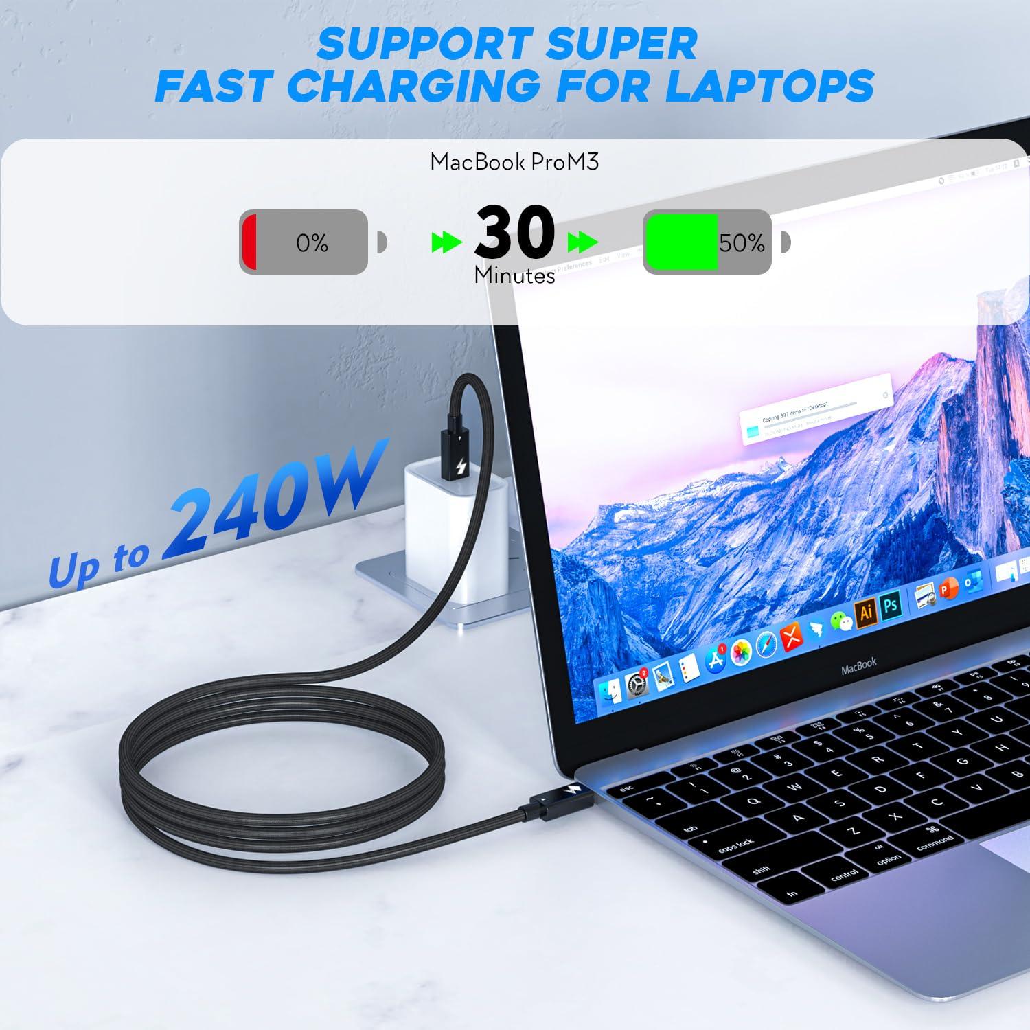 Cable Thunderbolt 4 USB C a USB C 240W 1.83m - Paquete de 2