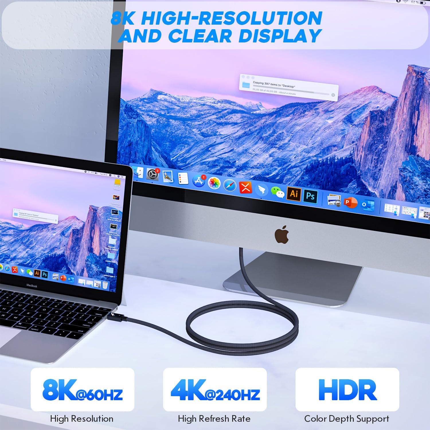 Cable Thunderbolt 4 USB C a USB C 240W 1.83m - Paquete de 2