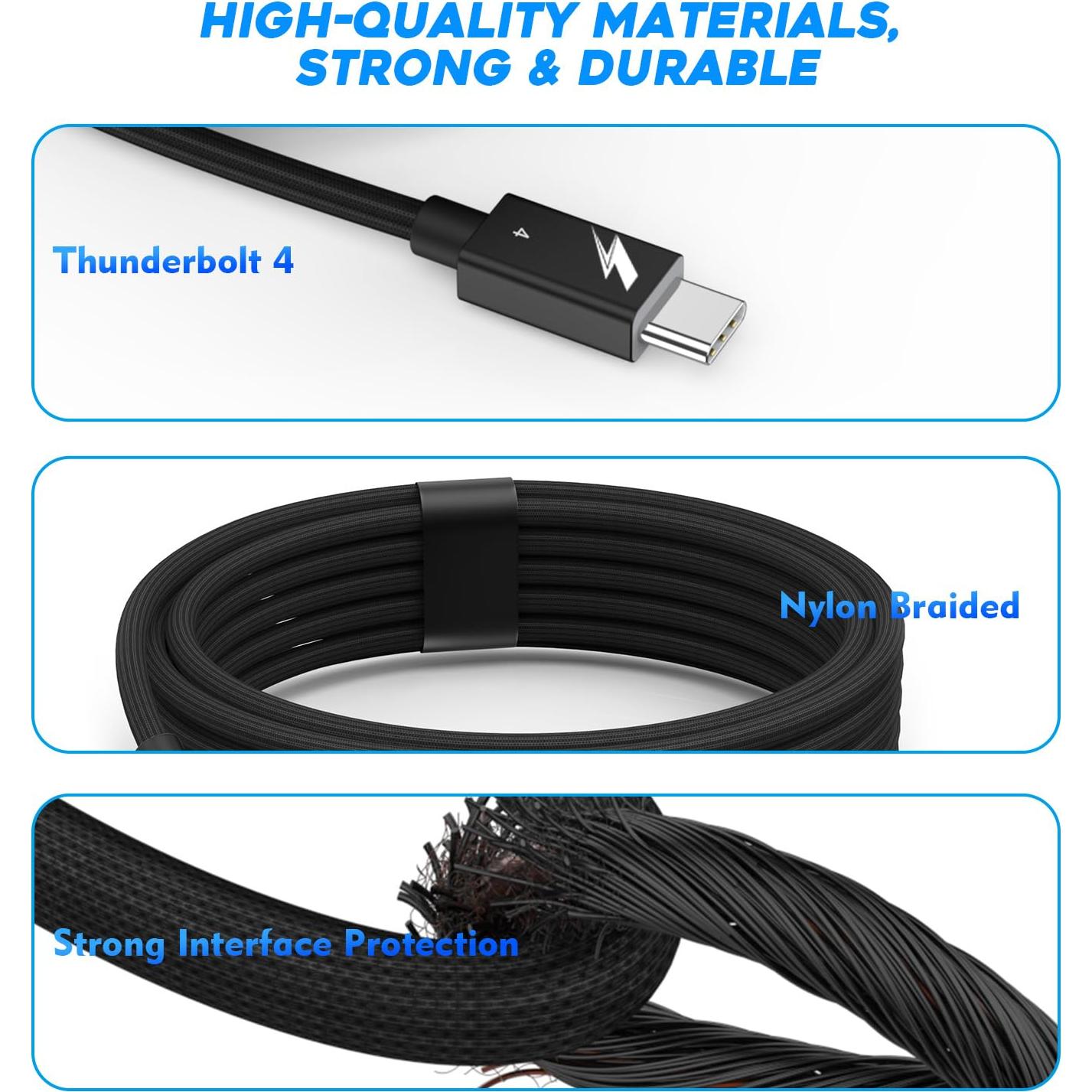 Cable Thunderbolt 4 USB C a USB C 240W 1.83m - Paquete de 2