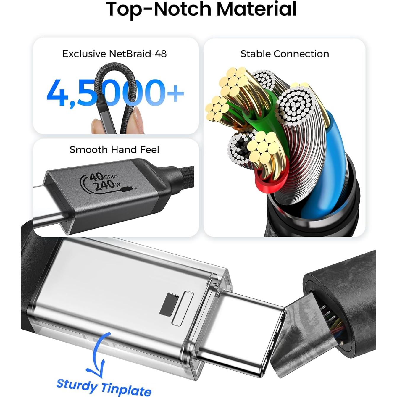 Cable USB 4 Silkland 1M Thunderbolt 4 40Gbps 240W 8K