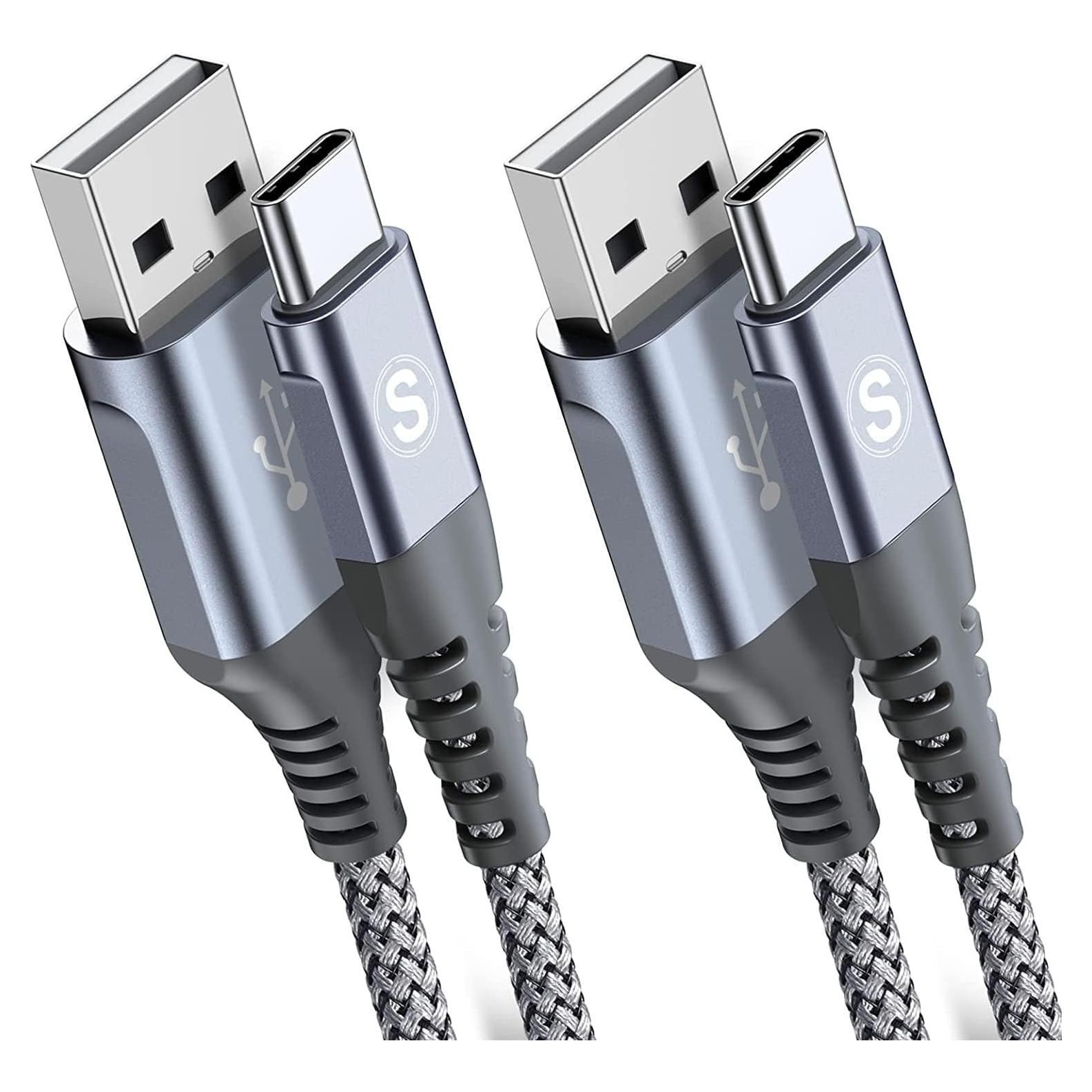 Cable de Carga USB Tipo C Sweguard 2m Trenzado Nylon Gris