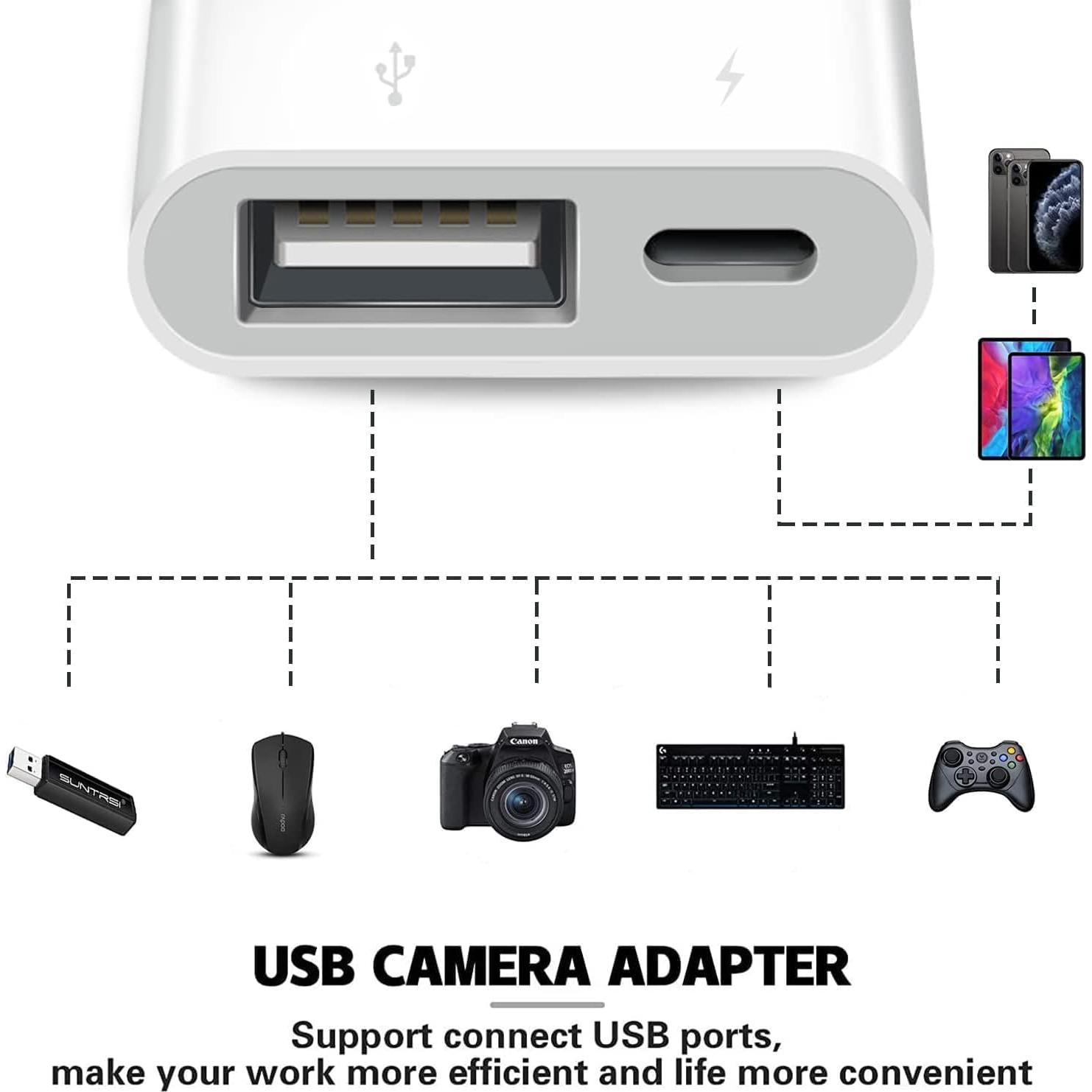 Adaptador de Cámara Lightning a USB Microwoo con Carga