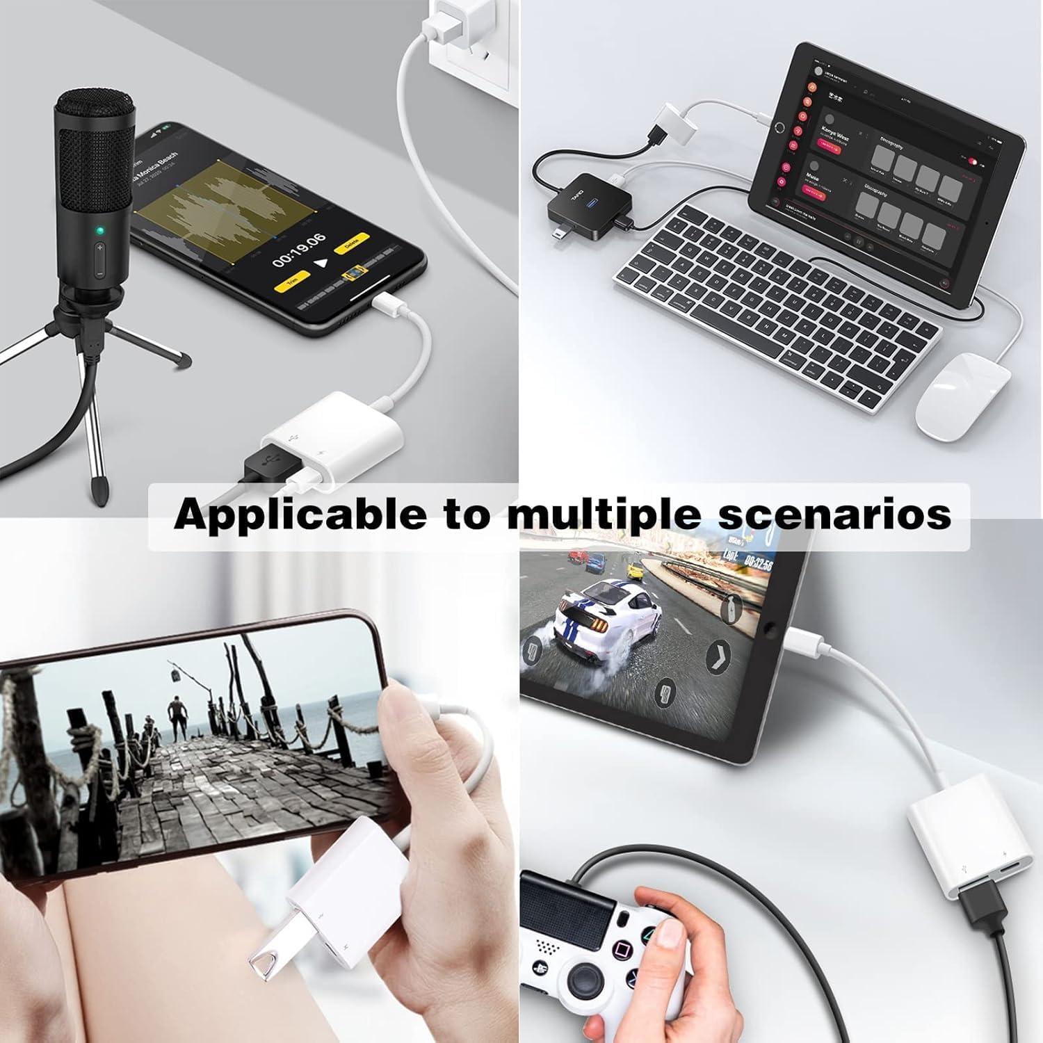 Adaptador de Cámara Lightning a USB Microwoo con Carga