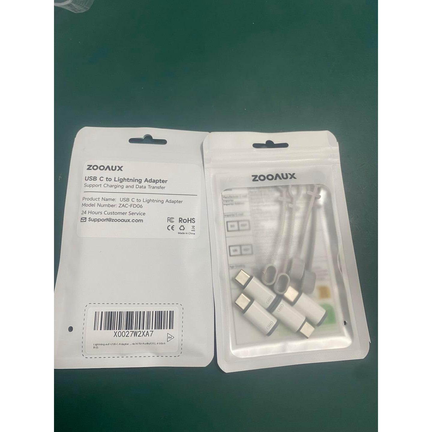 Paquete de 4 Adaptadores Lightning a USB-C ZOOAUX para iPhone 15/16