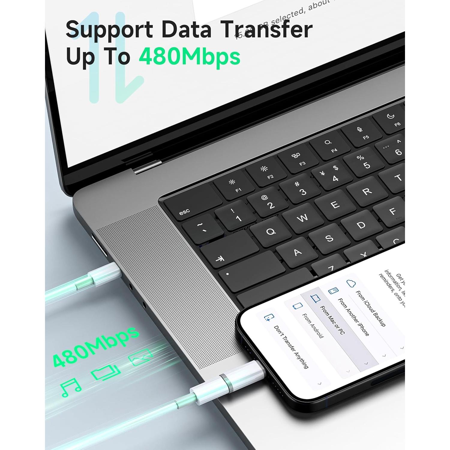 Paquete de 4 Adaptadores Lightning a USB-C ZOOAUX para iPhone 15/16