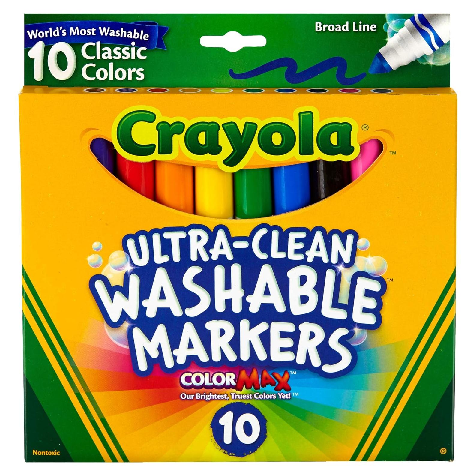 Crayola CRY58-7851 Ct Ultraclean Broad Line Washable Markers, Color Max, 10 Count (Pack of 1), Multicolor