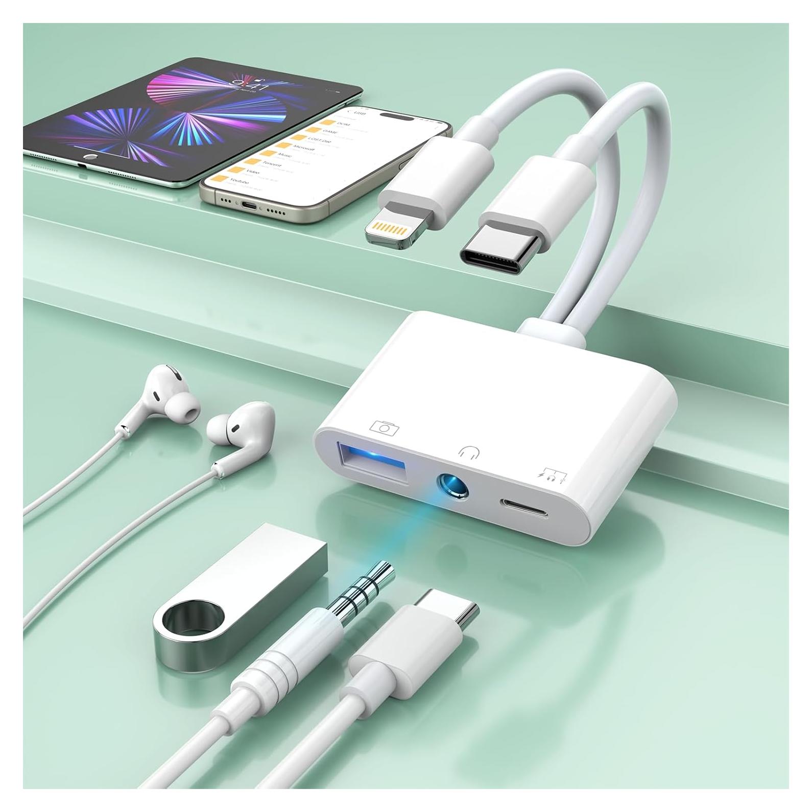 Adaptador de Auriculares USB-C y Lightning con Carga - 3.5mm