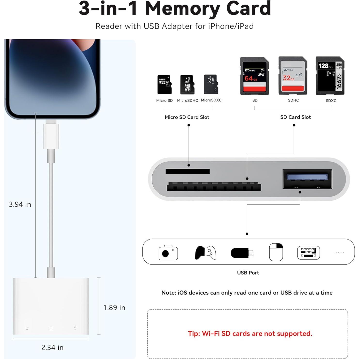 Lector de Tarjetas SD y Micro SD SUNTRSI para iPhone/iPad