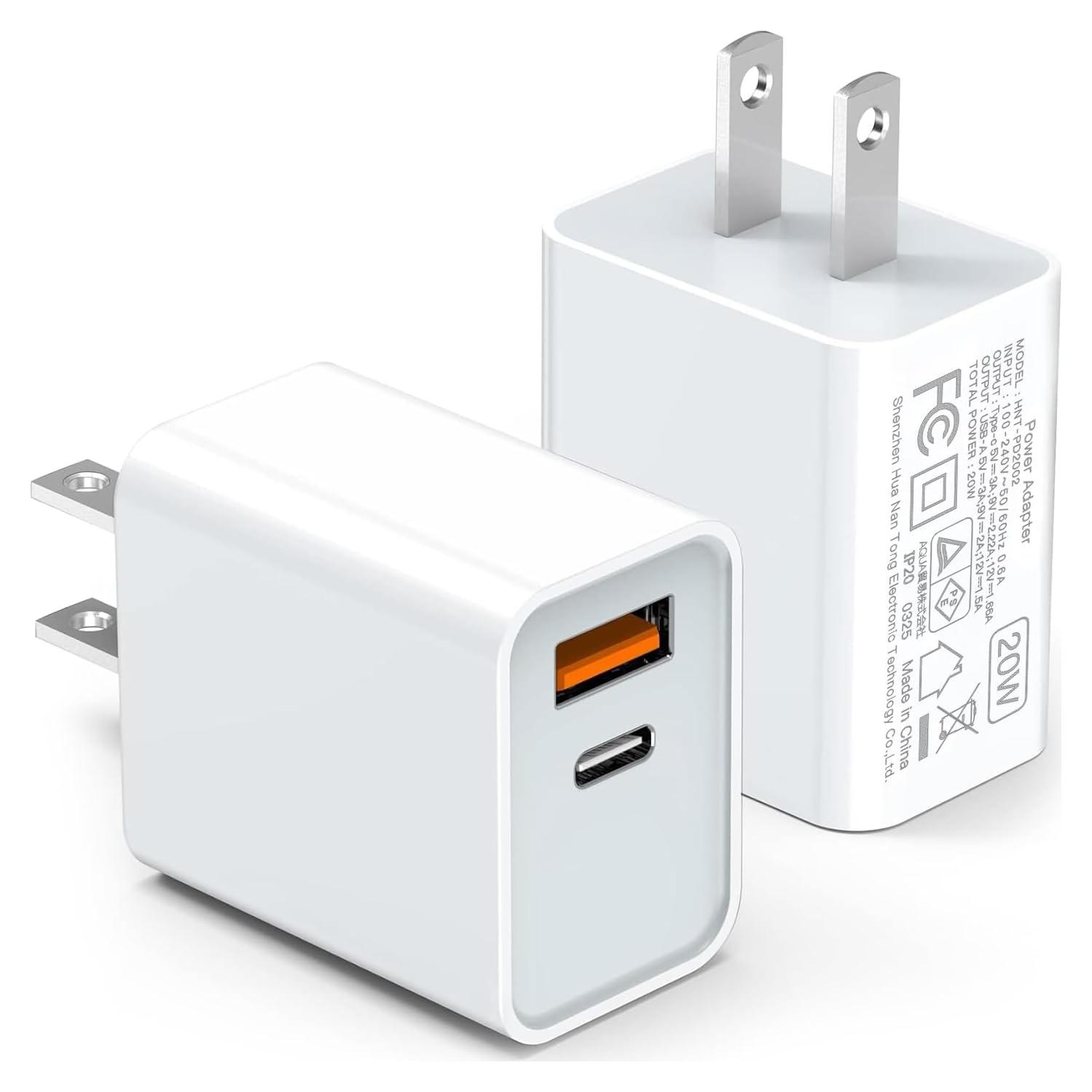 Cargador de pared USB C LCGENS 20W 2-Pack Carga Rápida