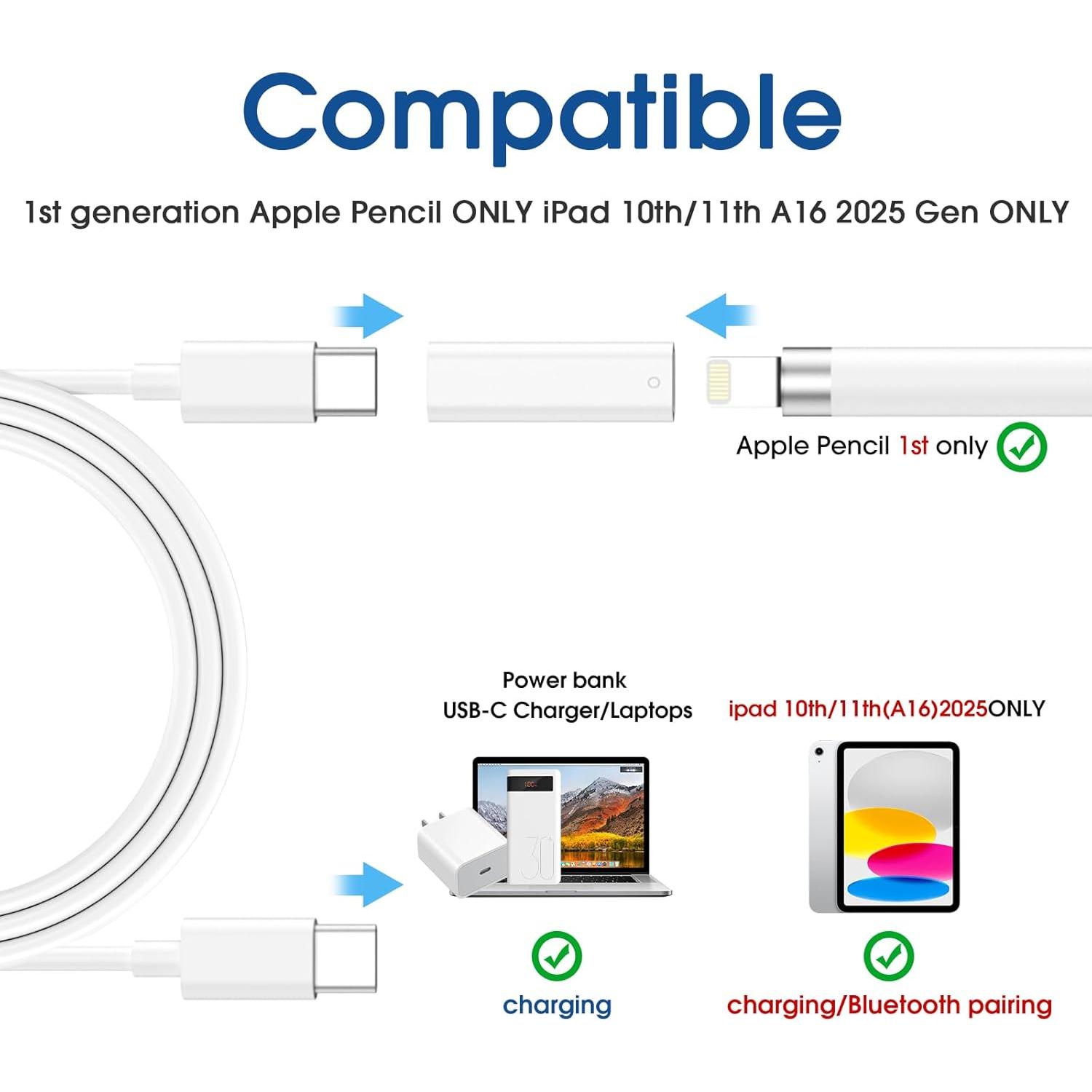 Adaptador de Carga TechMatte USB-C a Lightning para Apple Pencil 1ra Gen