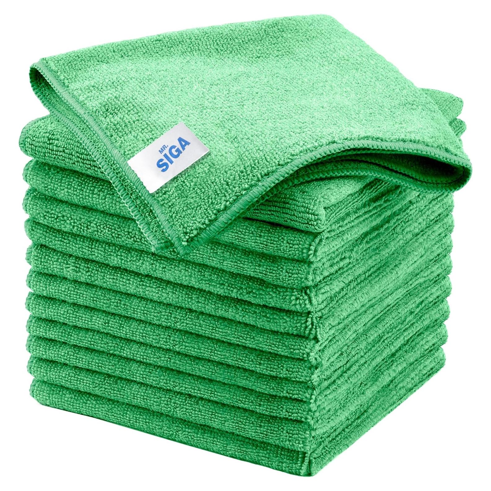 Paños de Microfibra MR.SIGA 32x32cm, Paquete de 12, Verde