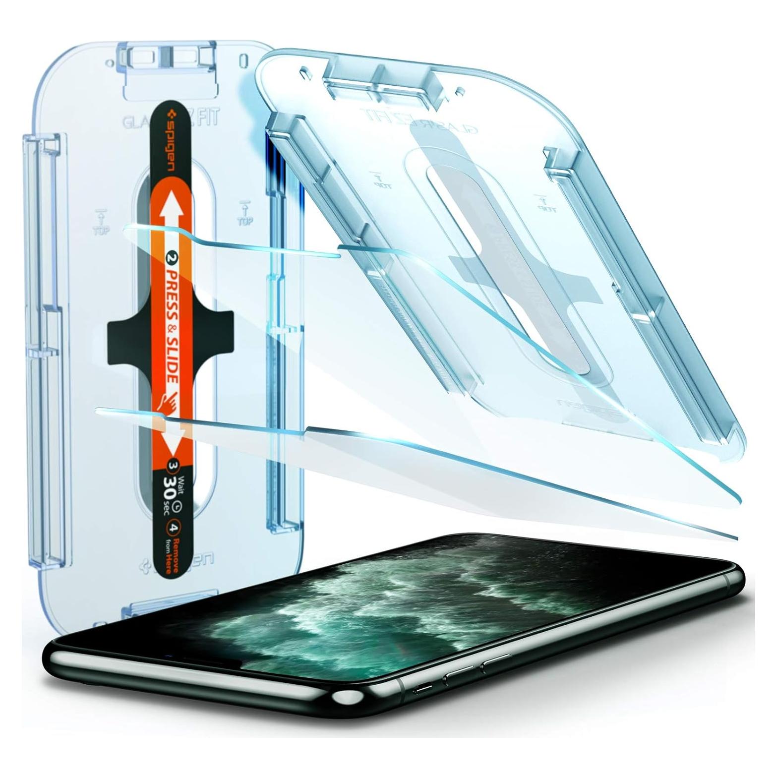 Protector de Pantalla Vidrio Templado Spigen iPhone 11 Pro Max 2 Pzas