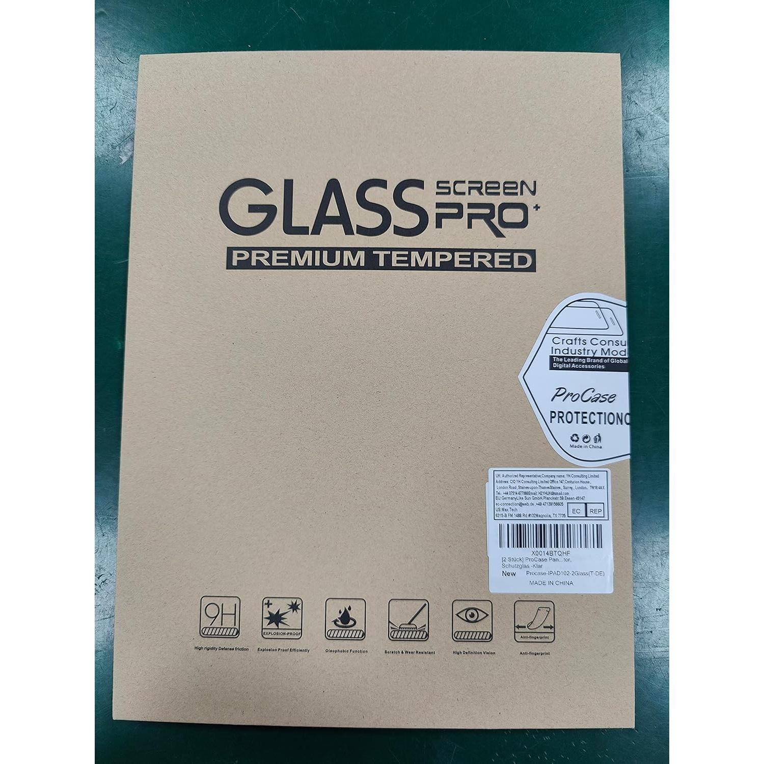 ProCase Protector de Pantalla Vidrio Templado iPad 10.2" 2 Paquete