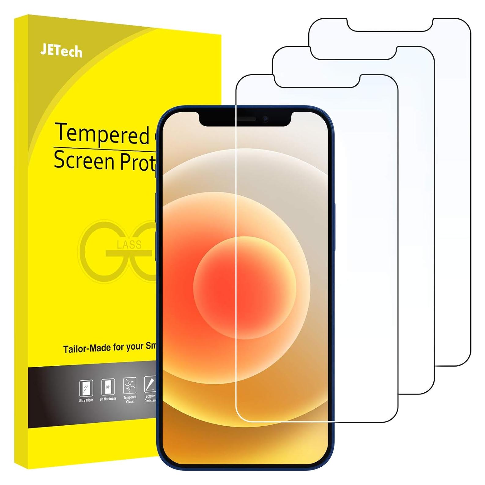 Protector de Pantalla JETech para iPhone 12/12 Pro 15.5 cm, Paquete de 3